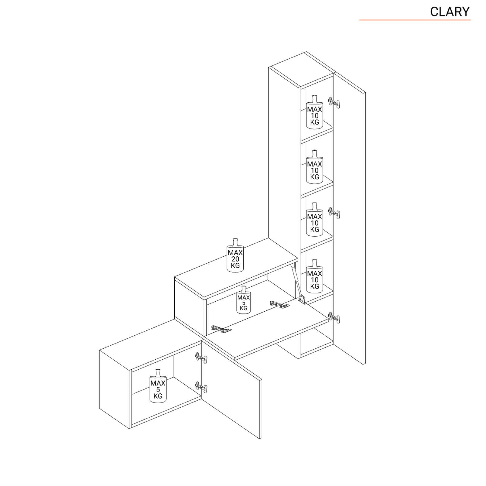 Mobile ingresso reversibile 97-152x185h cm argilla - Clary