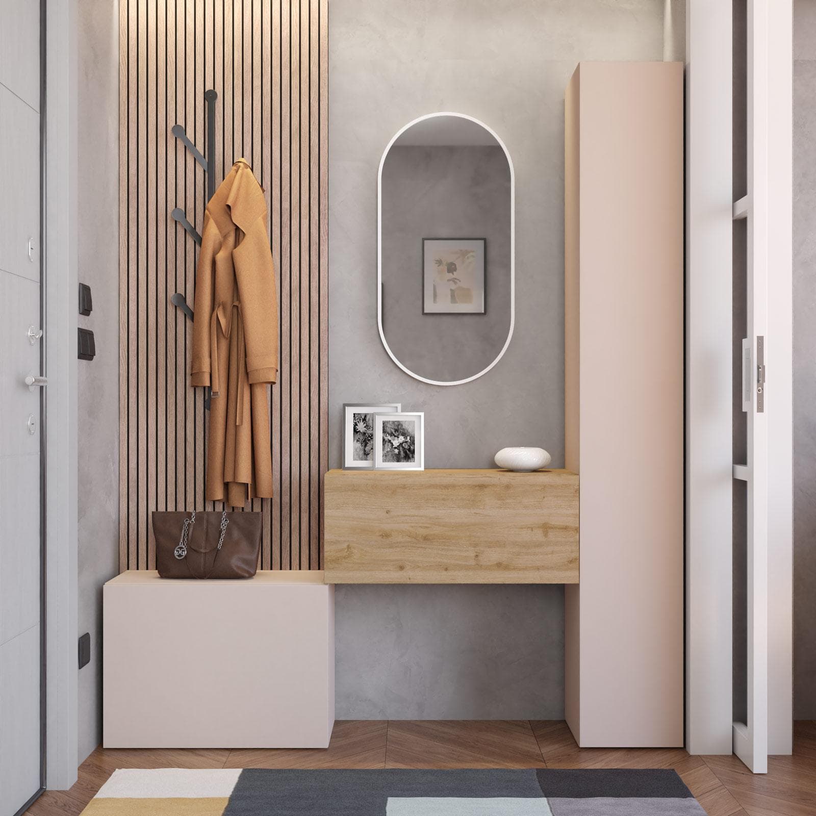 Mobile ingresso reversibile 97-152x185h cm cashmere e cadiz - Clary