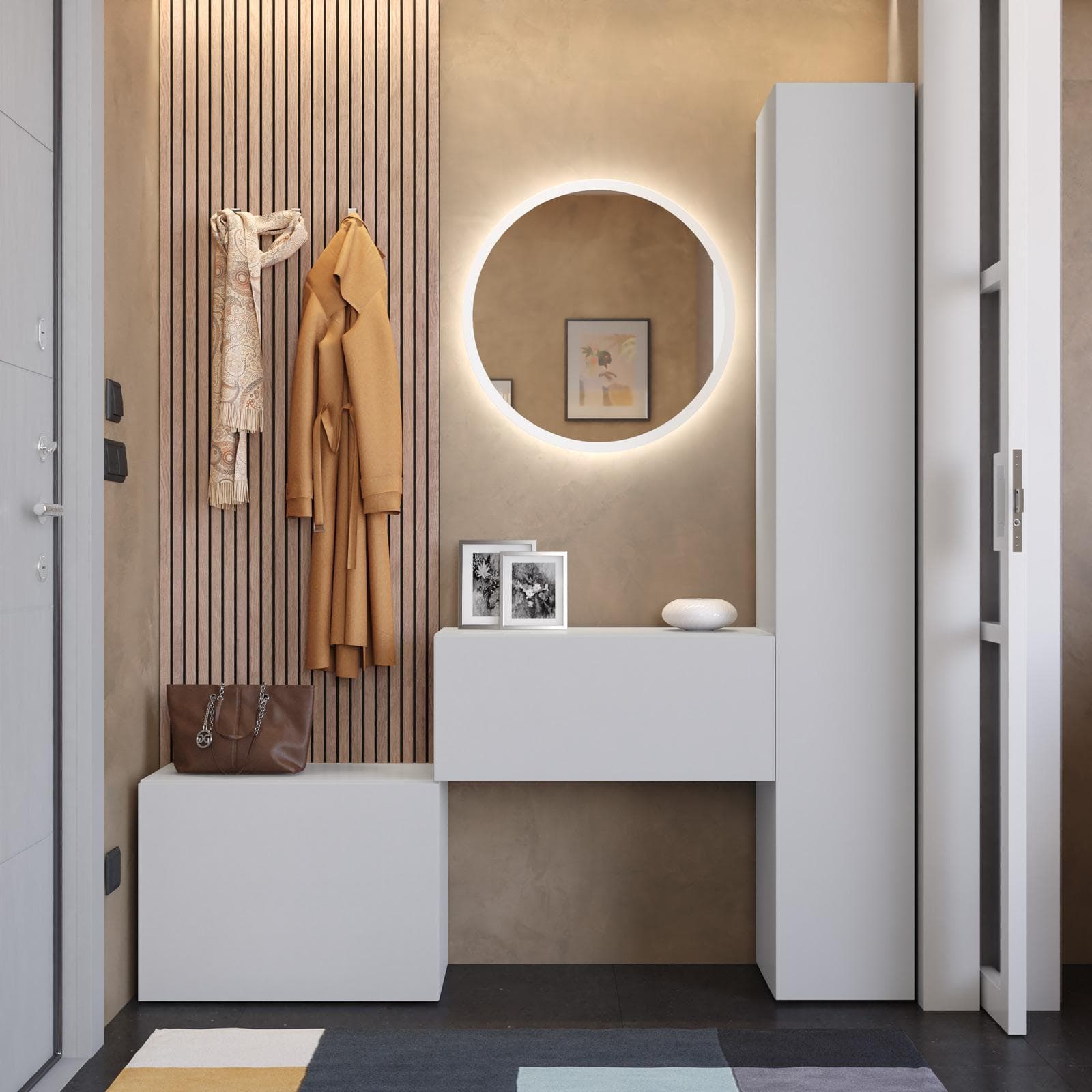 Mobile ingresso reversibile 97-152x185h cm gesso - Clary