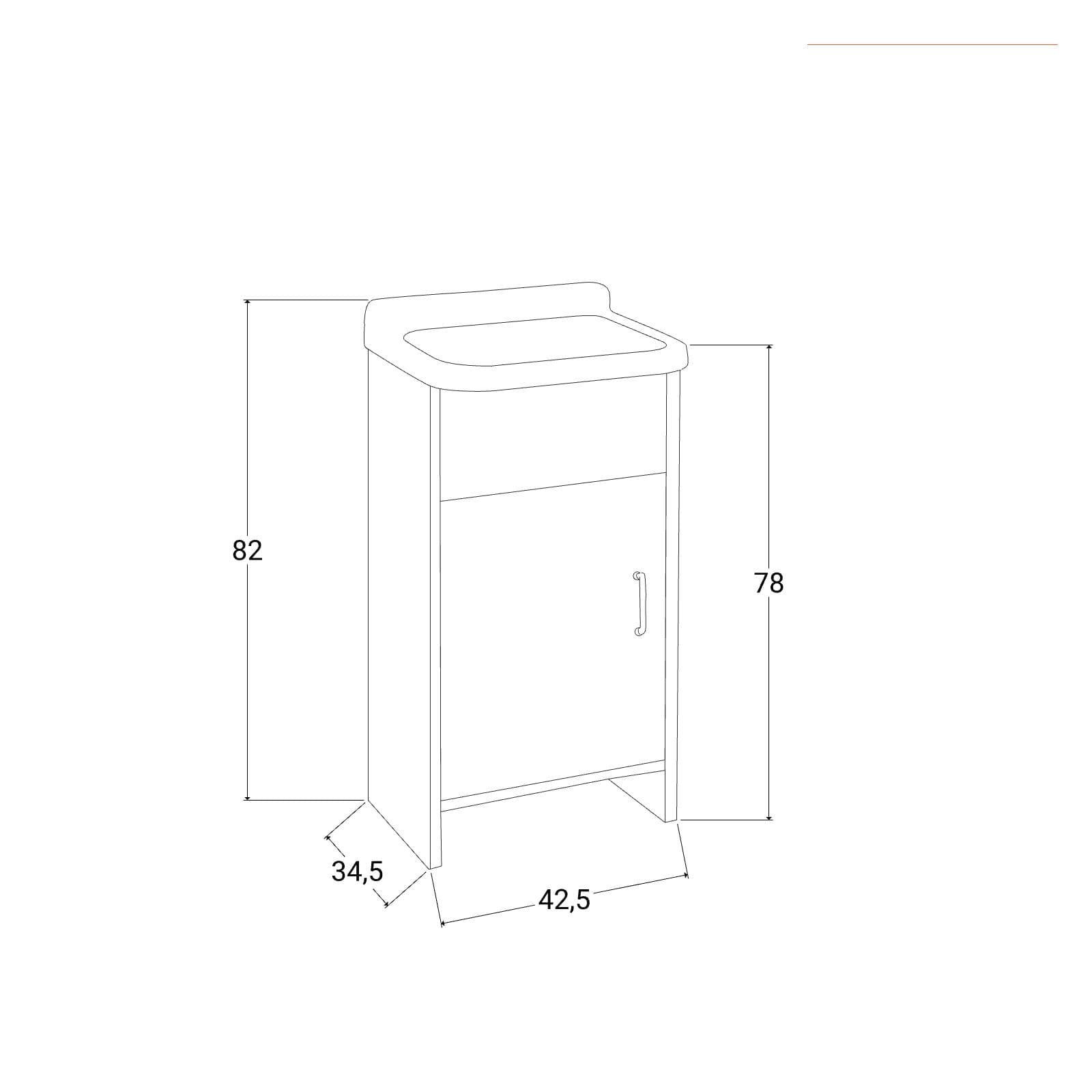 Mobile lavatoio 42x34 cm salvaspazio 1 anta con vasca bianco - Vix