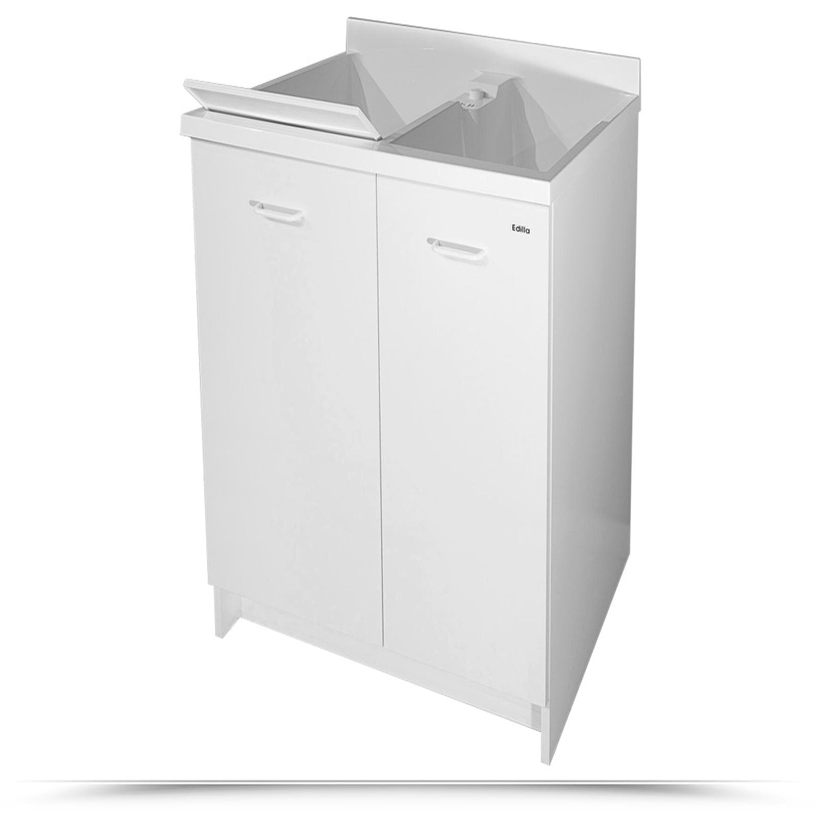 Mobile lavatoio con doppia anta e con doppia vasca in termoplastico linea Edilla Montegrappa 80x60x85h cm