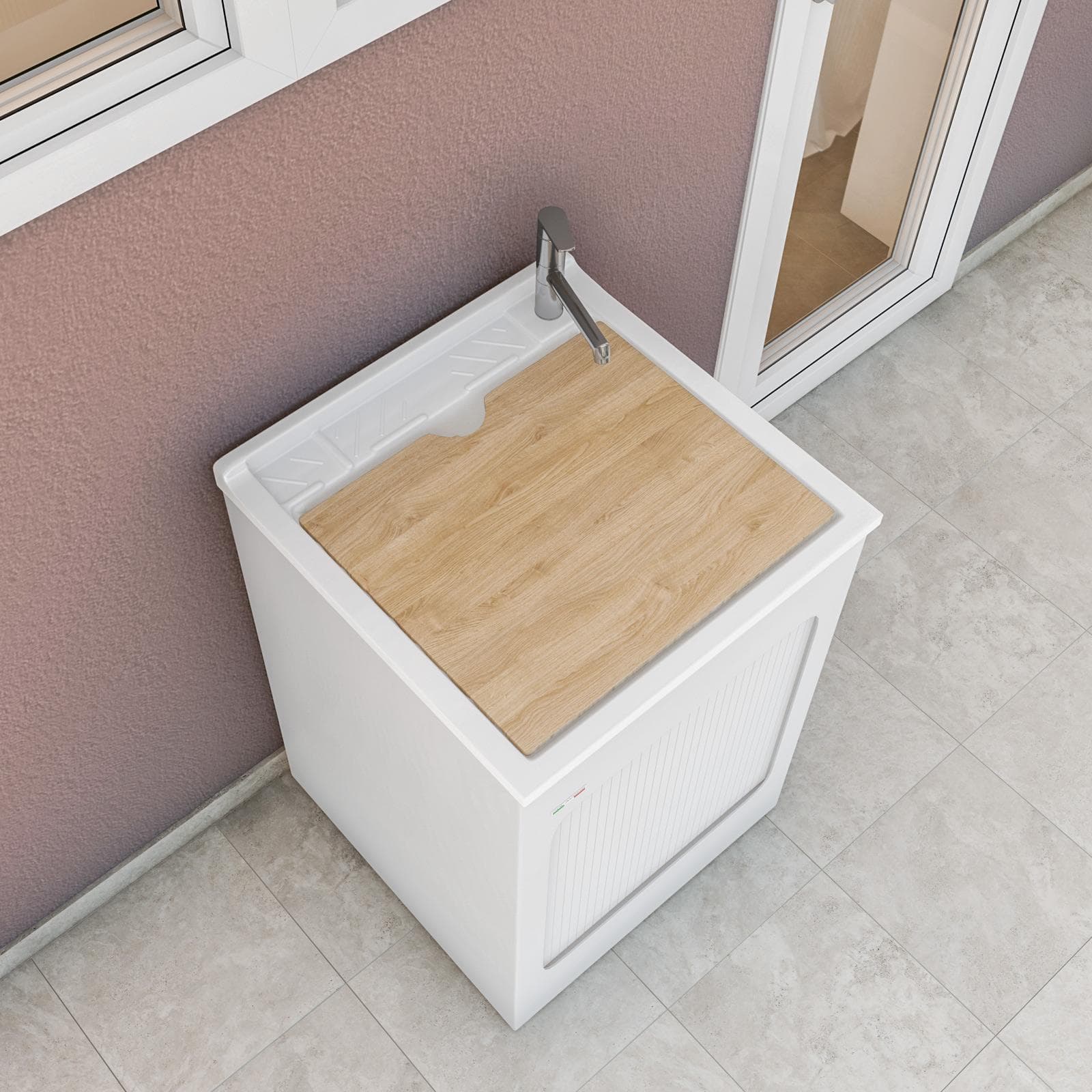 Mobile lavatoio con vasca Lavacril di Colavene 60x60x87h cm con serranda laterale