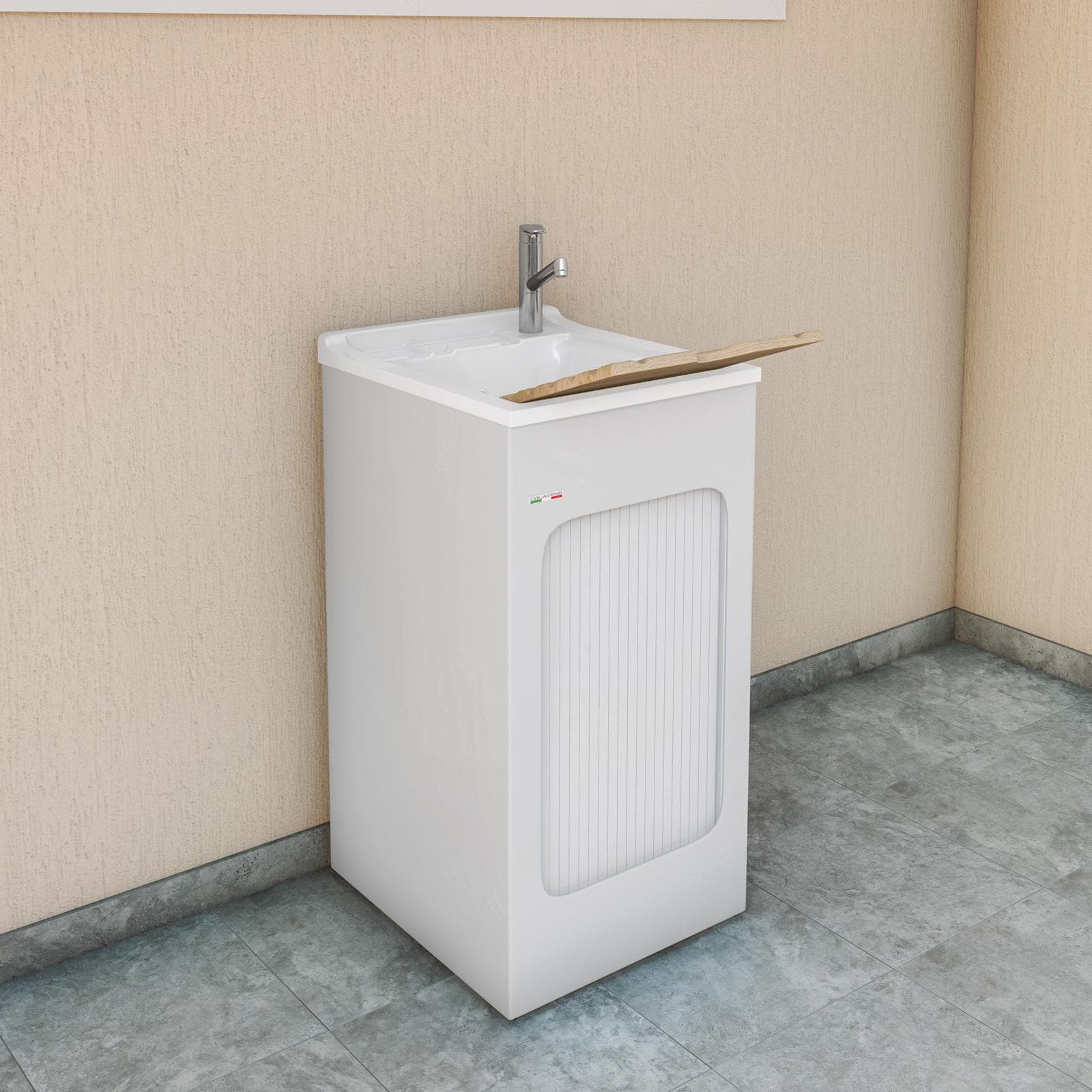 Mobile lavatoio Lavacril Colavene 45x50x87h cm con serranda laterale e vasca in ABS