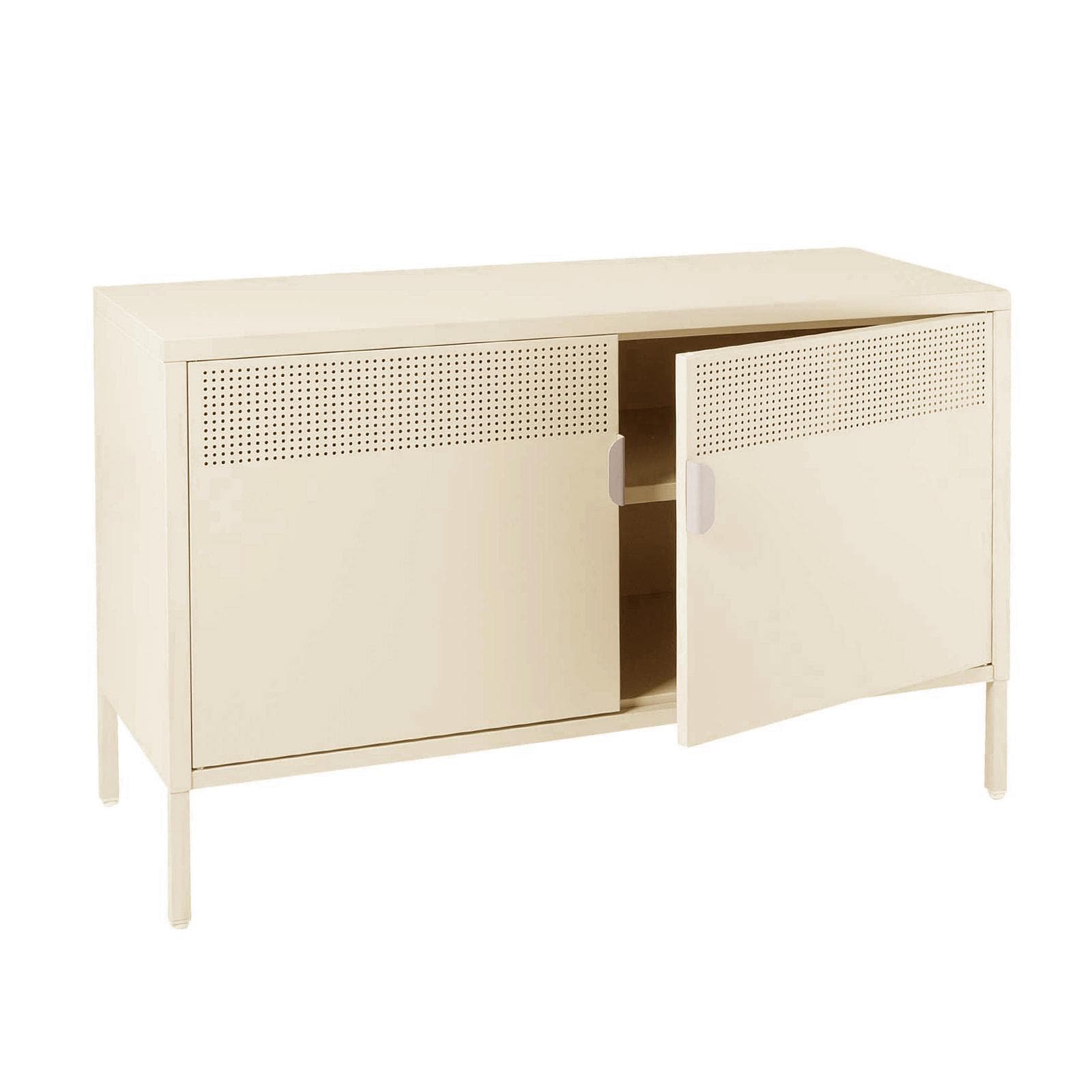 Mobile multiuso 100x64h cm in acciaio verniciato crema con 2 ante - Eclipse