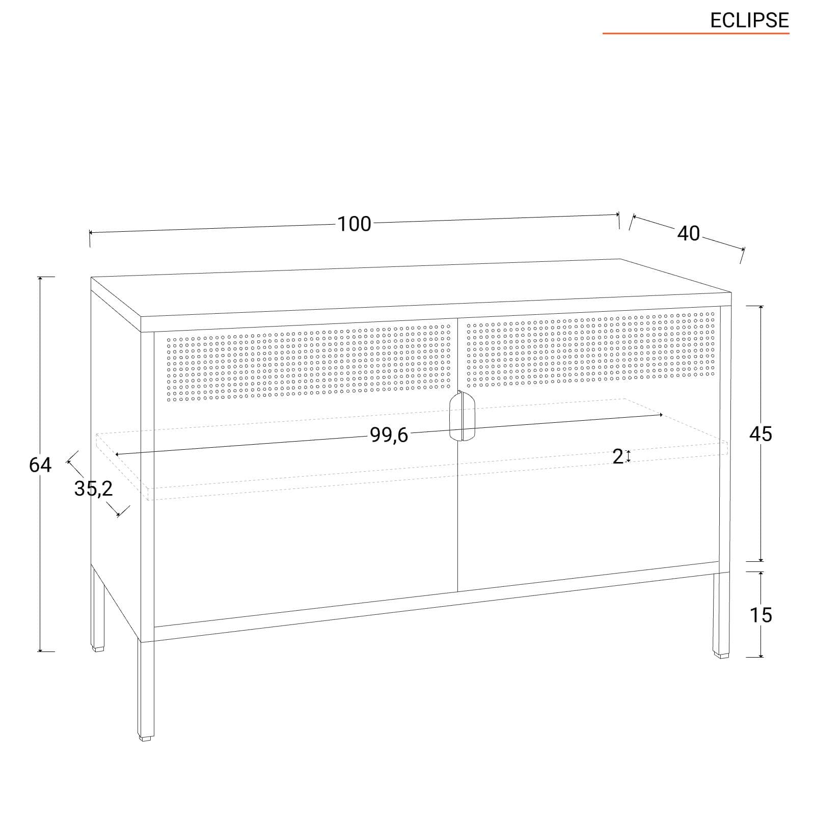 Mobile multiuso 100x64h cm in acciaio verniciato crema con 2 ante - Eclipse