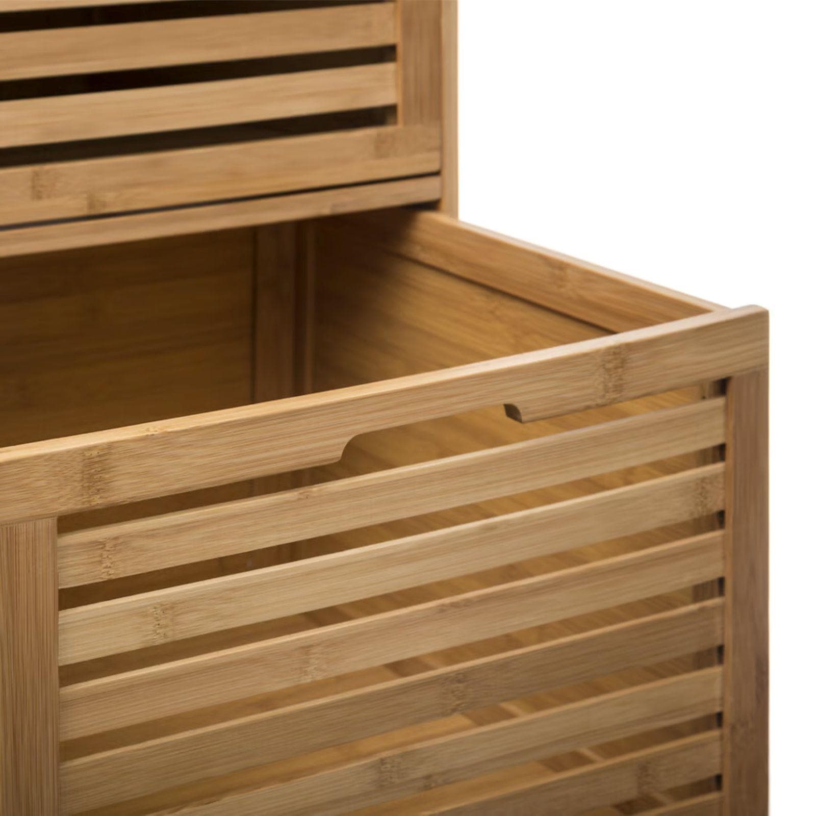 Mobile multiuso 42x93h cm in legno di bambù naturale con 3 cassetti e ruote