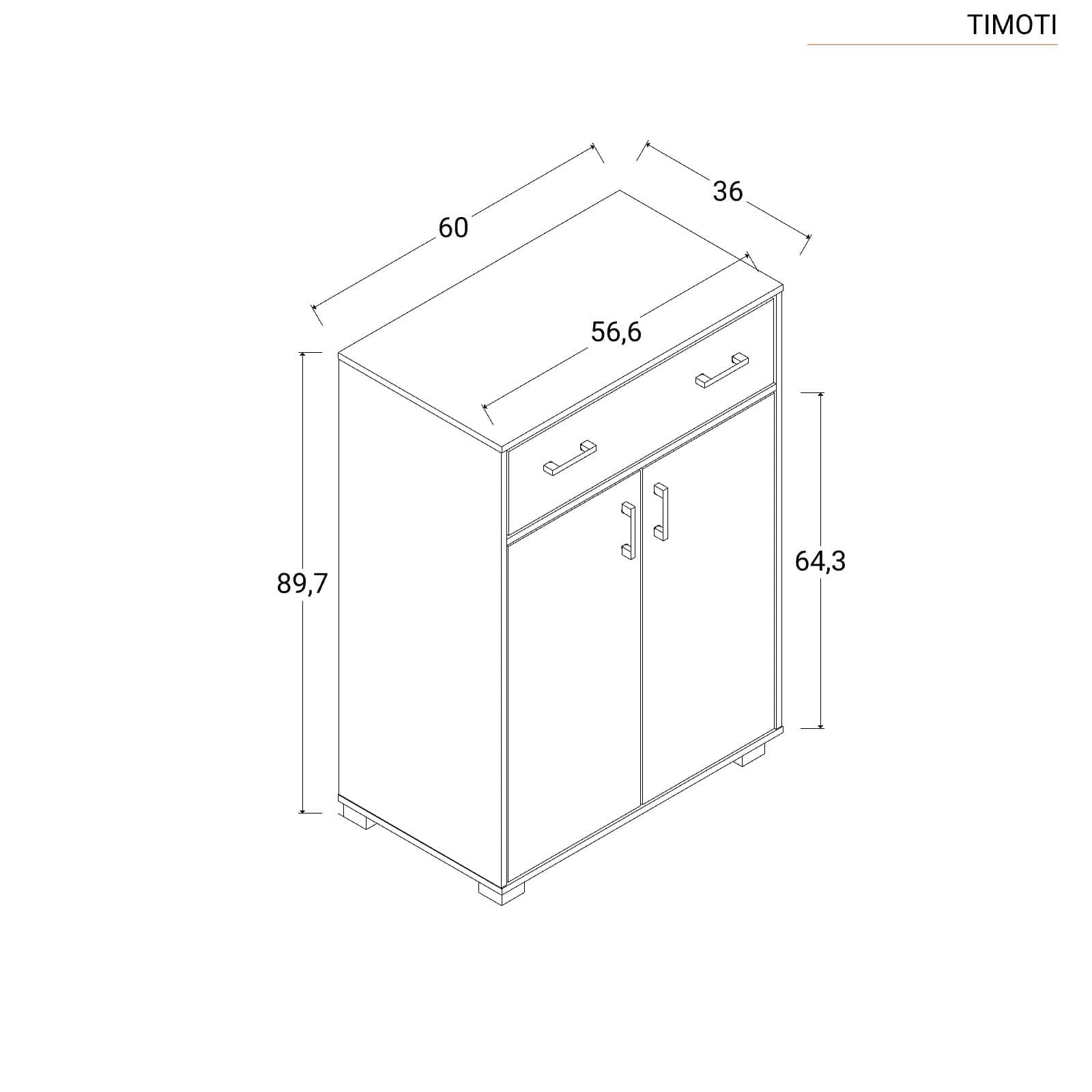 Mobile multiuso 60x90h cm bianco con 2 ante e 1 cassetto - Timoti