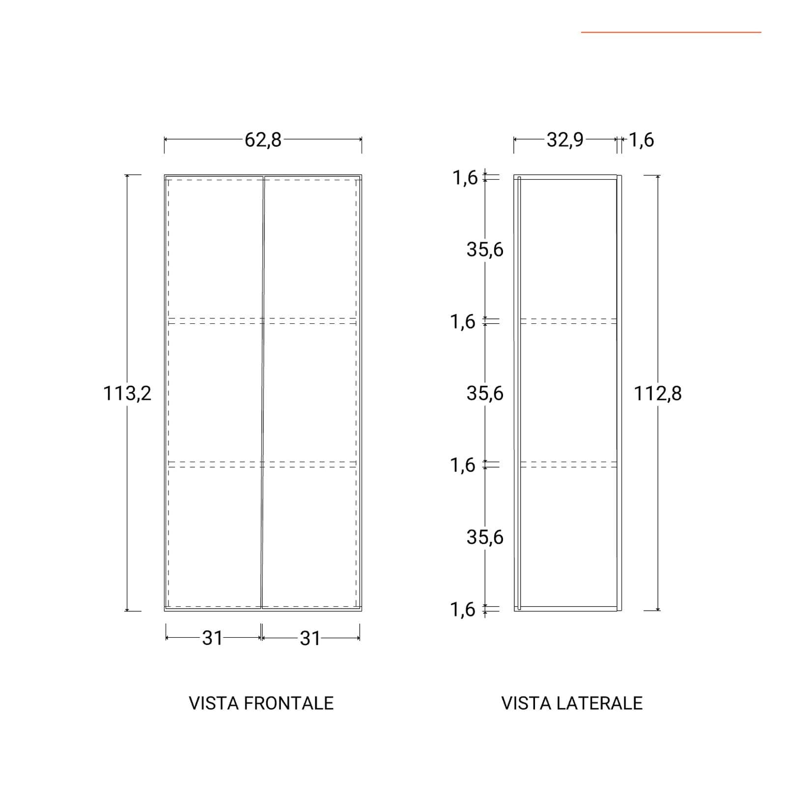 Mobile multiuso 63x113h cm bianco lucido con due ante - Zendo