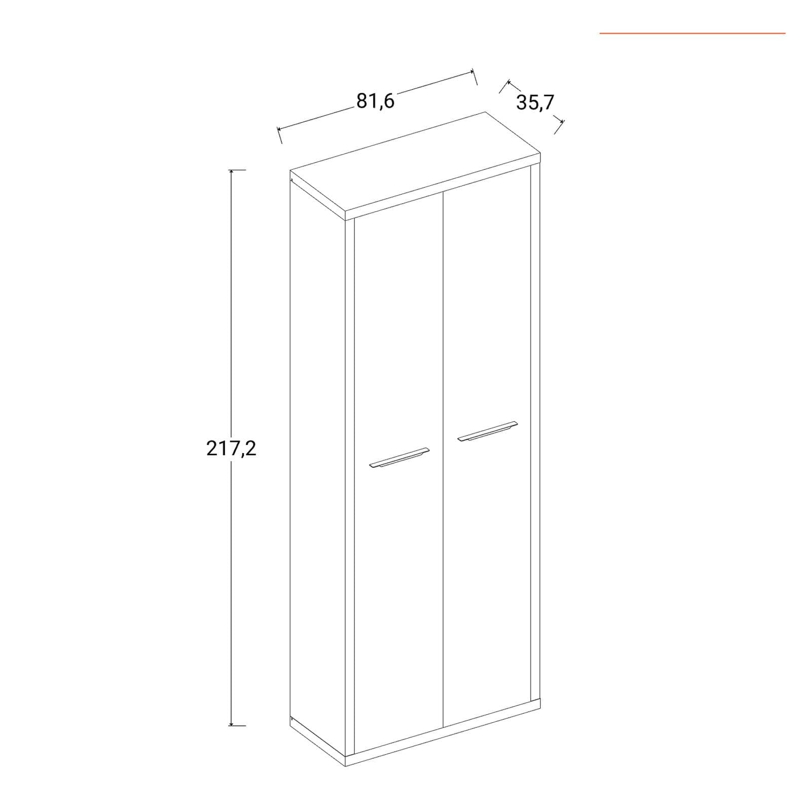 Mobile multiuso 82x217h cm bianco lucido con 2 ante lunghe noce brera - Historic brown