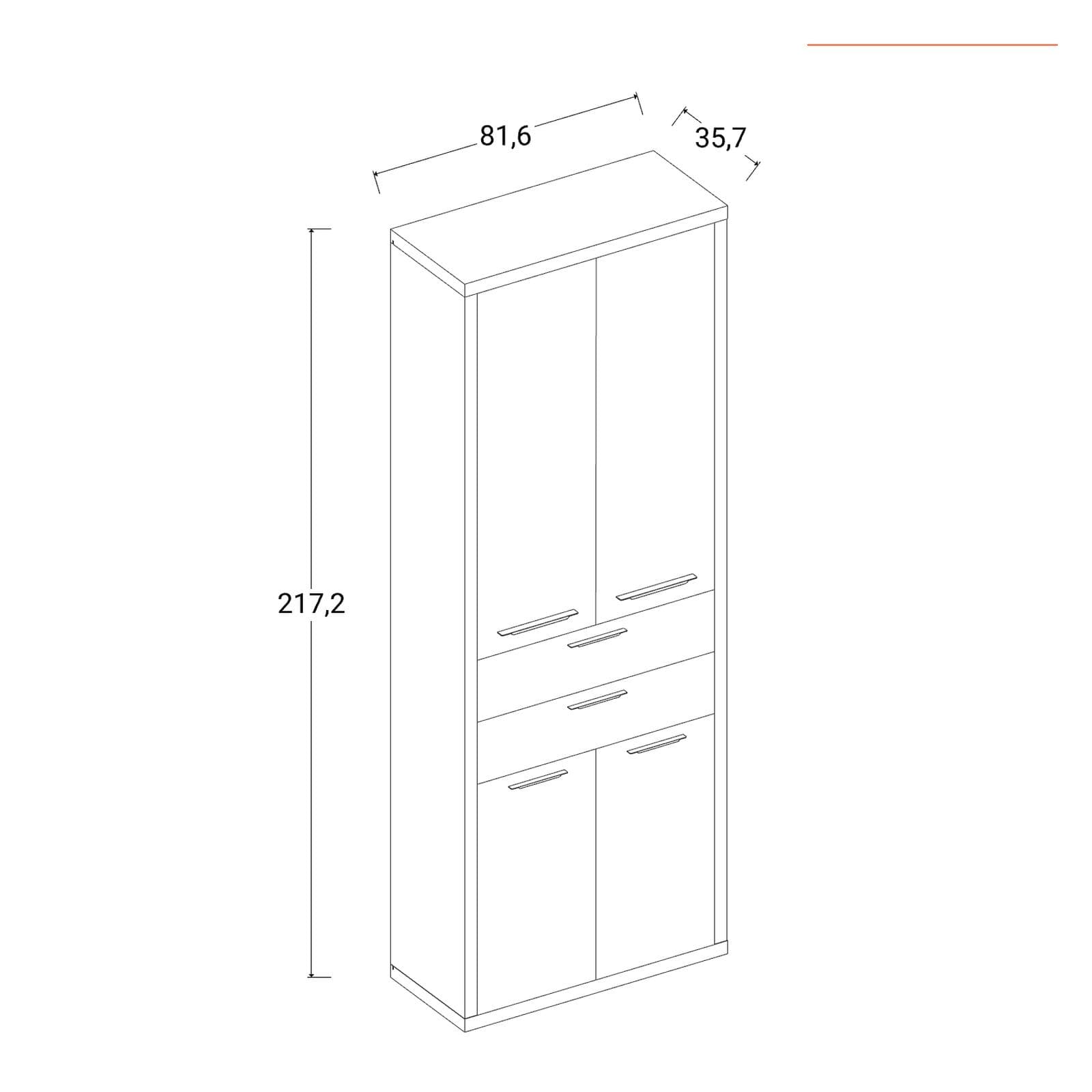 Libreria 82x217h cm rovere tartufo con 4 ante e 2 cassetti bianco lucido - Homely office