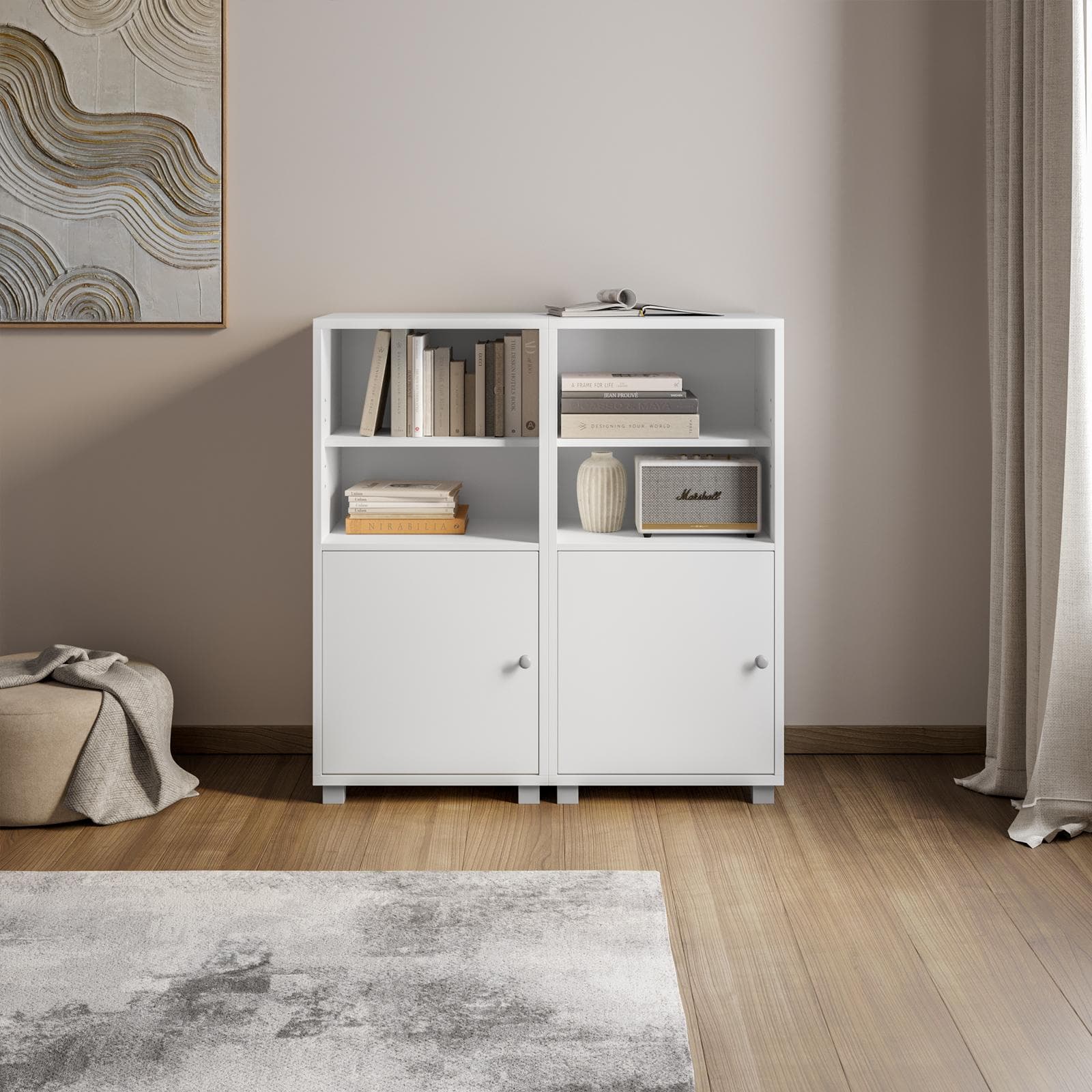 Mobile multiuso modulare 97x100h cm bianco con 2 ante - Modar