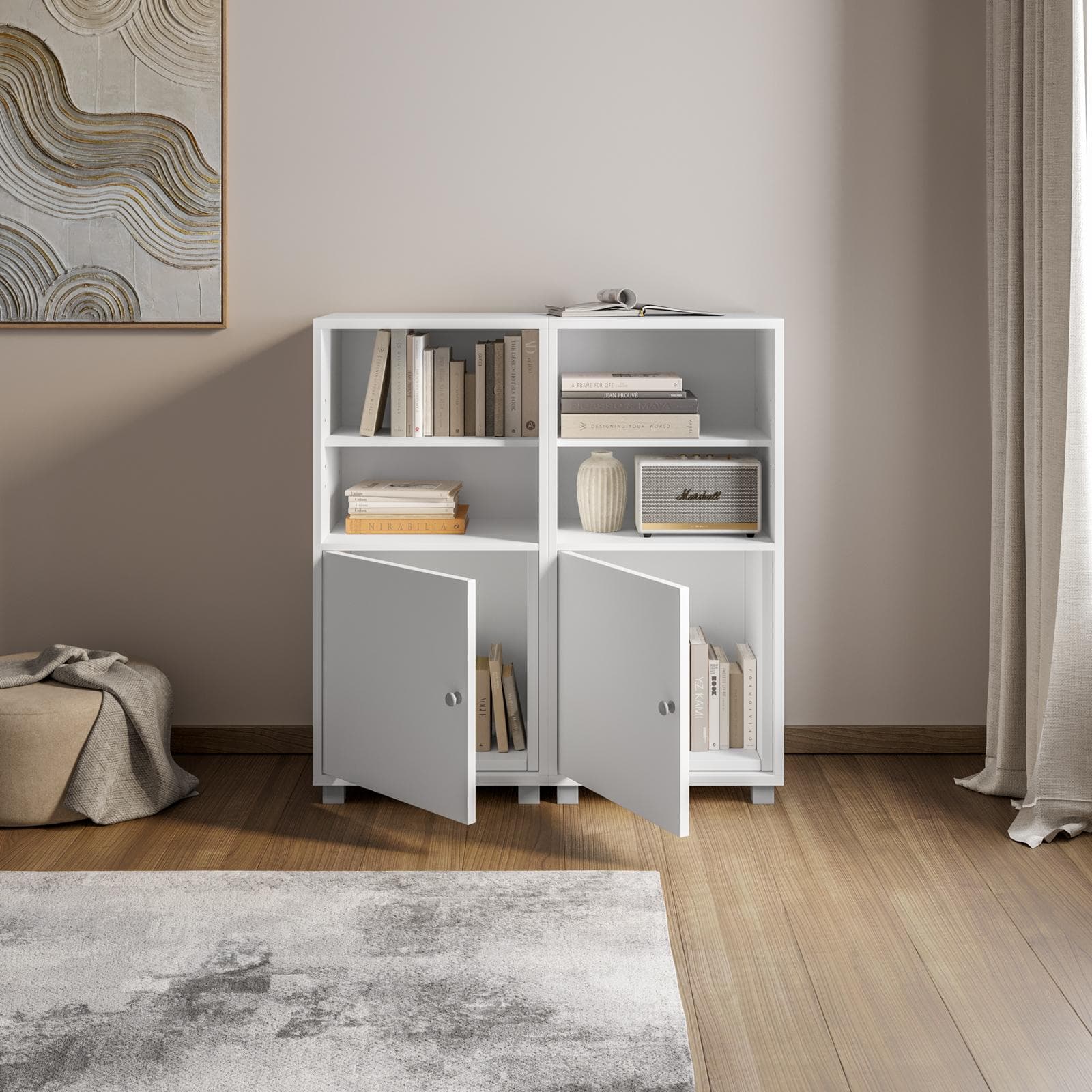 Mobile multiuso modulare 97x100h cm bianco con 2 ante - Modar