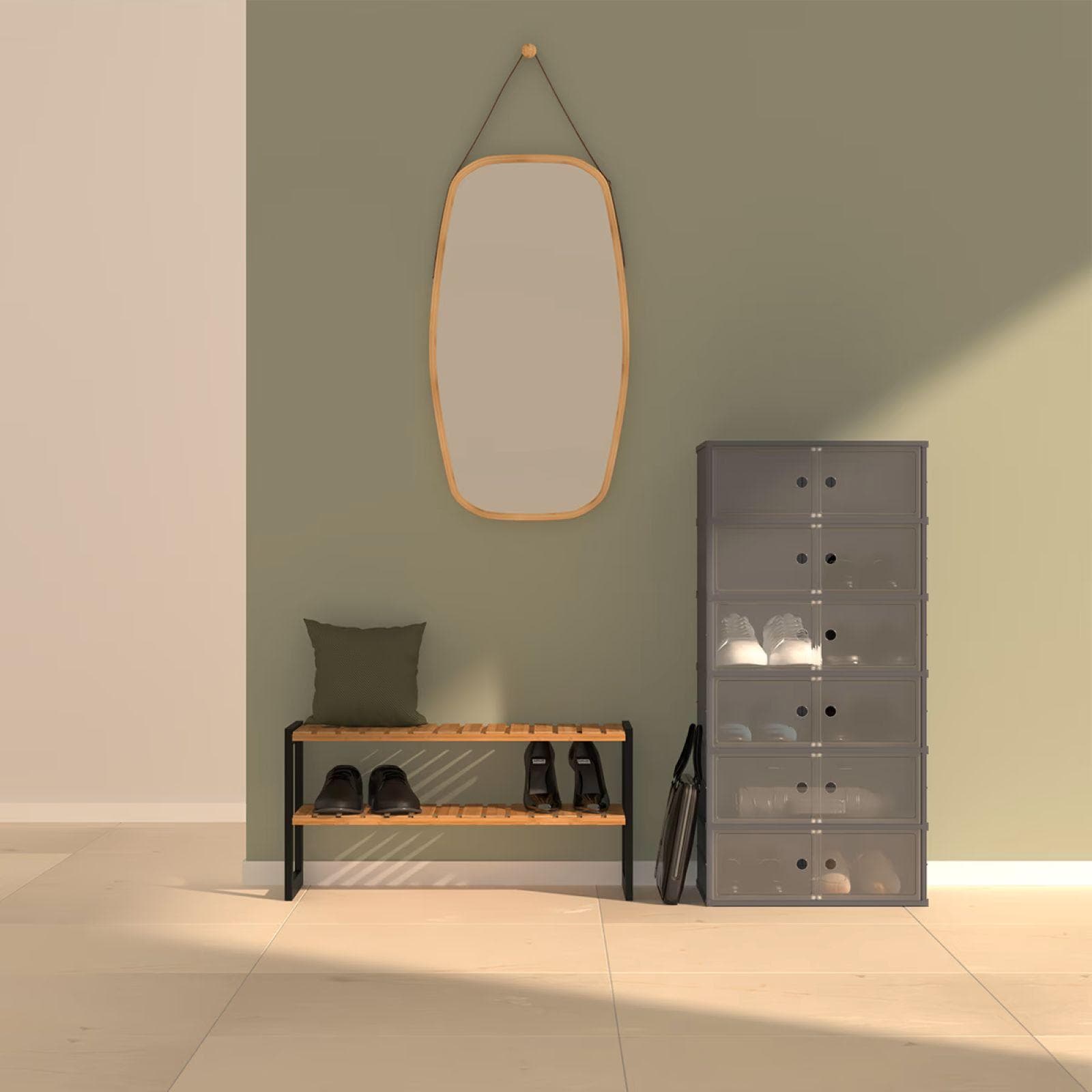 Mobile multiuso pieghevole 44x105h cm in polipropilene grigio con 12 vani