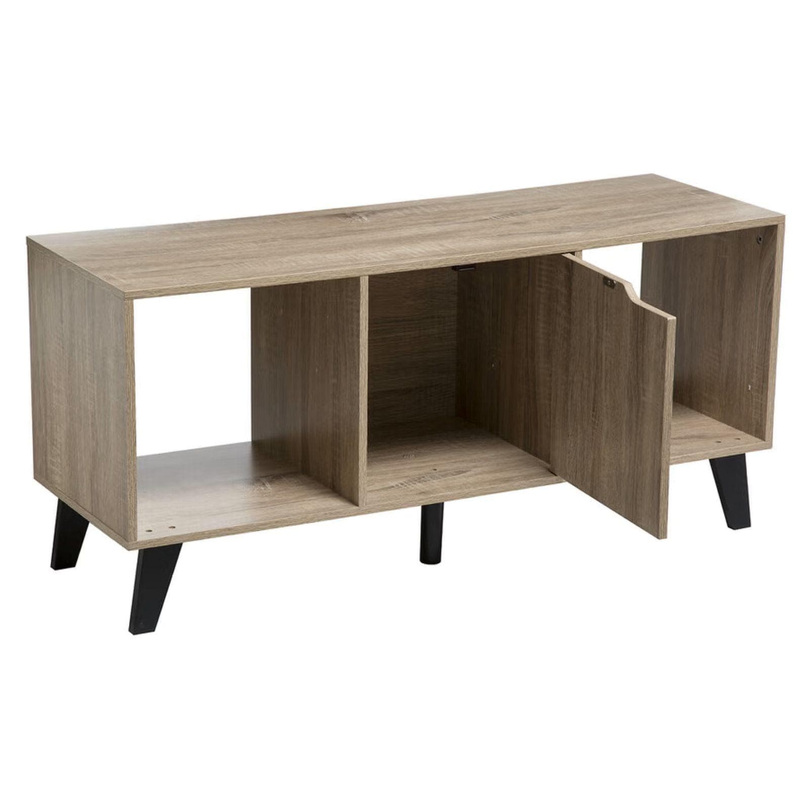 Mobile porta tv 101x47h cm in legno effetto rovere naturale con 1 anta e gambe nero - Bouderie