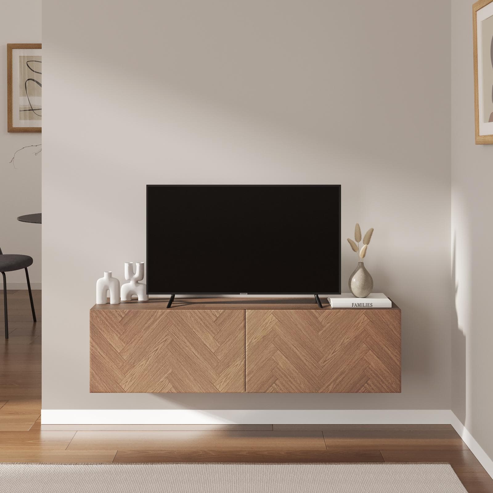 Mobile porta tv 120 cm rovere effetto parquet con 2 ante - Betka
