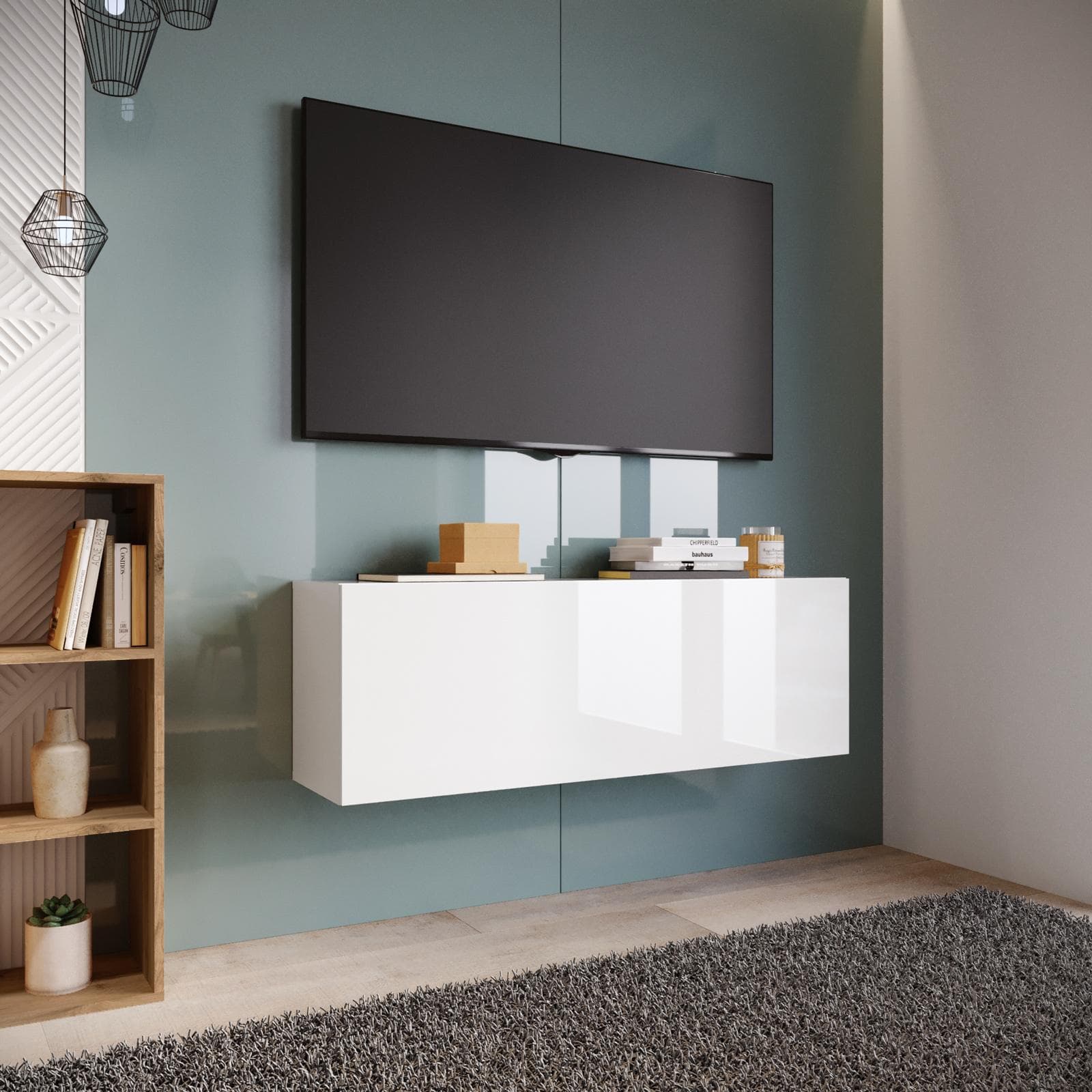 Mobile porta tv 120x40h cm sospeso bianco lucido - Kayros