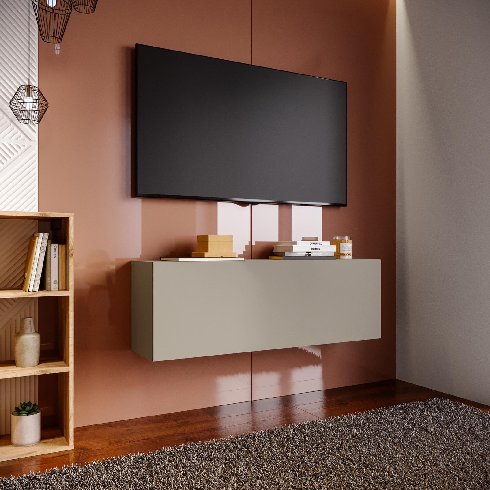 Mobile porta tv 120x40h cm sospeso tortora opaco - Kayros