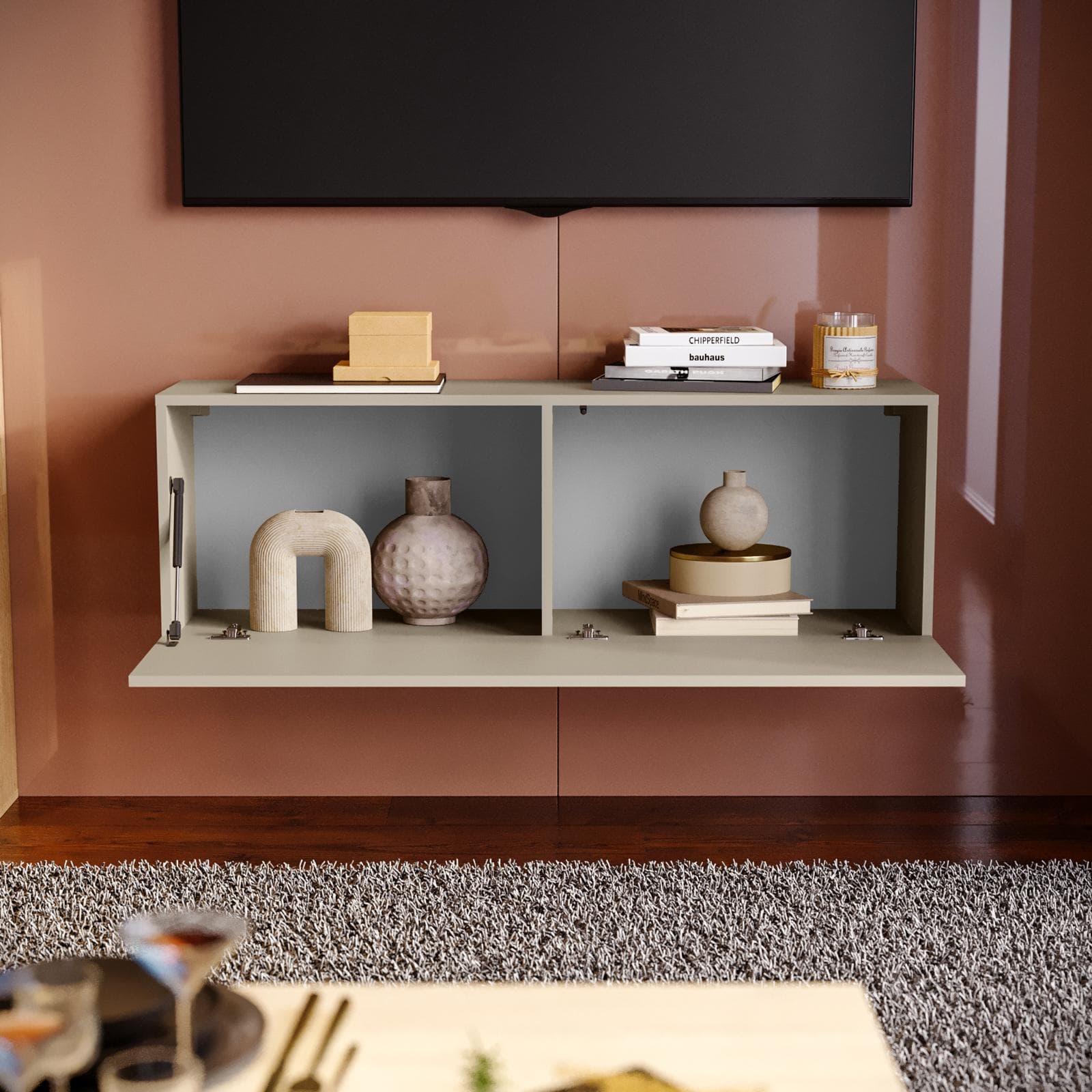 Mobile porta tv 120x40h cm sospeso tortora opaco - Kayros