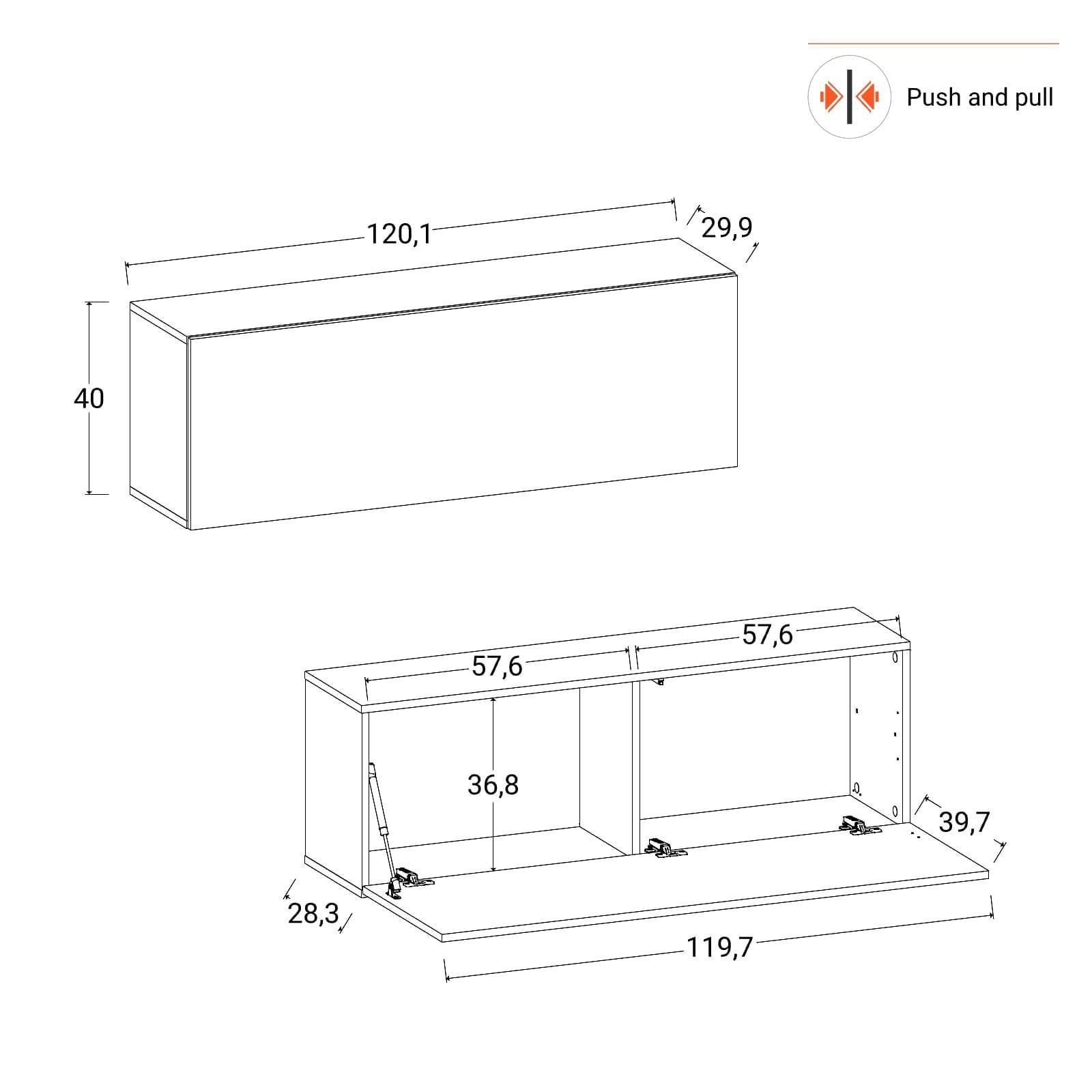 Mobile porta tv 120x40h cm sospeso tortora opaco - Kayros