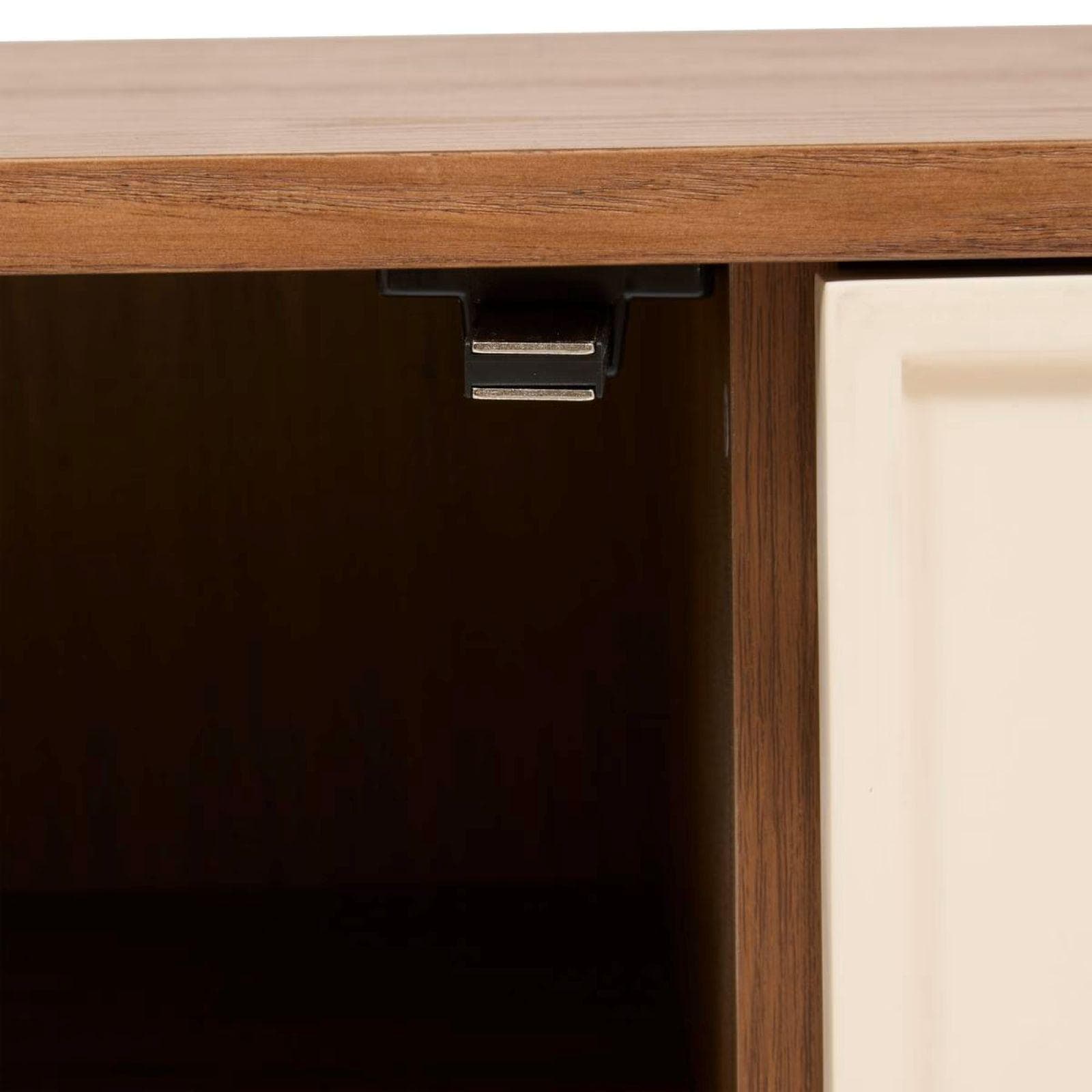 Mobile porta tv 140x51h cm impiallacciato effetto noce con 2 ante 1 cassetto beige e decorazione in rilievo - Hollie