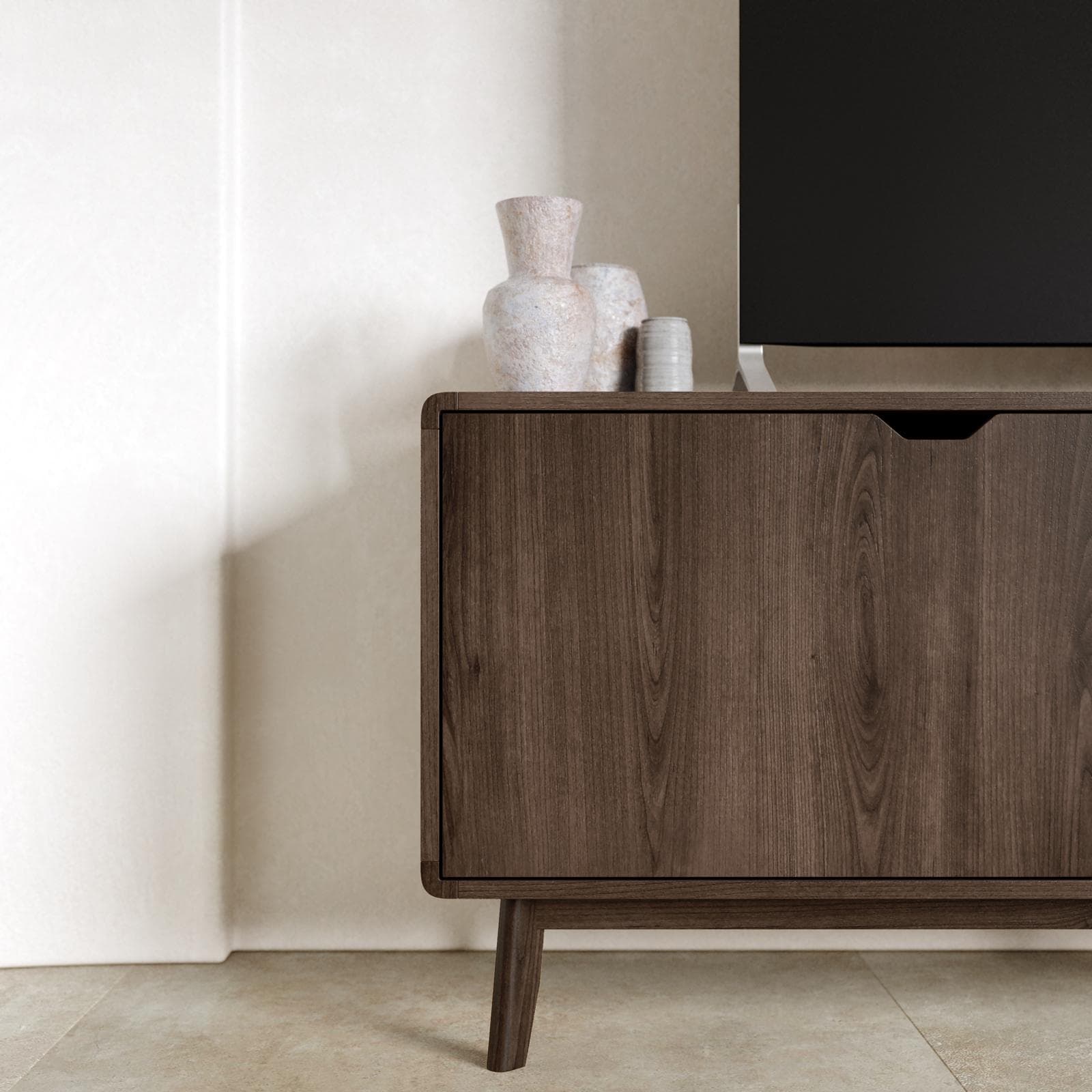 Mobile porta tv 160x55h cm in legno rovere kover con 2 vani a giorno e 2 ante - Ember