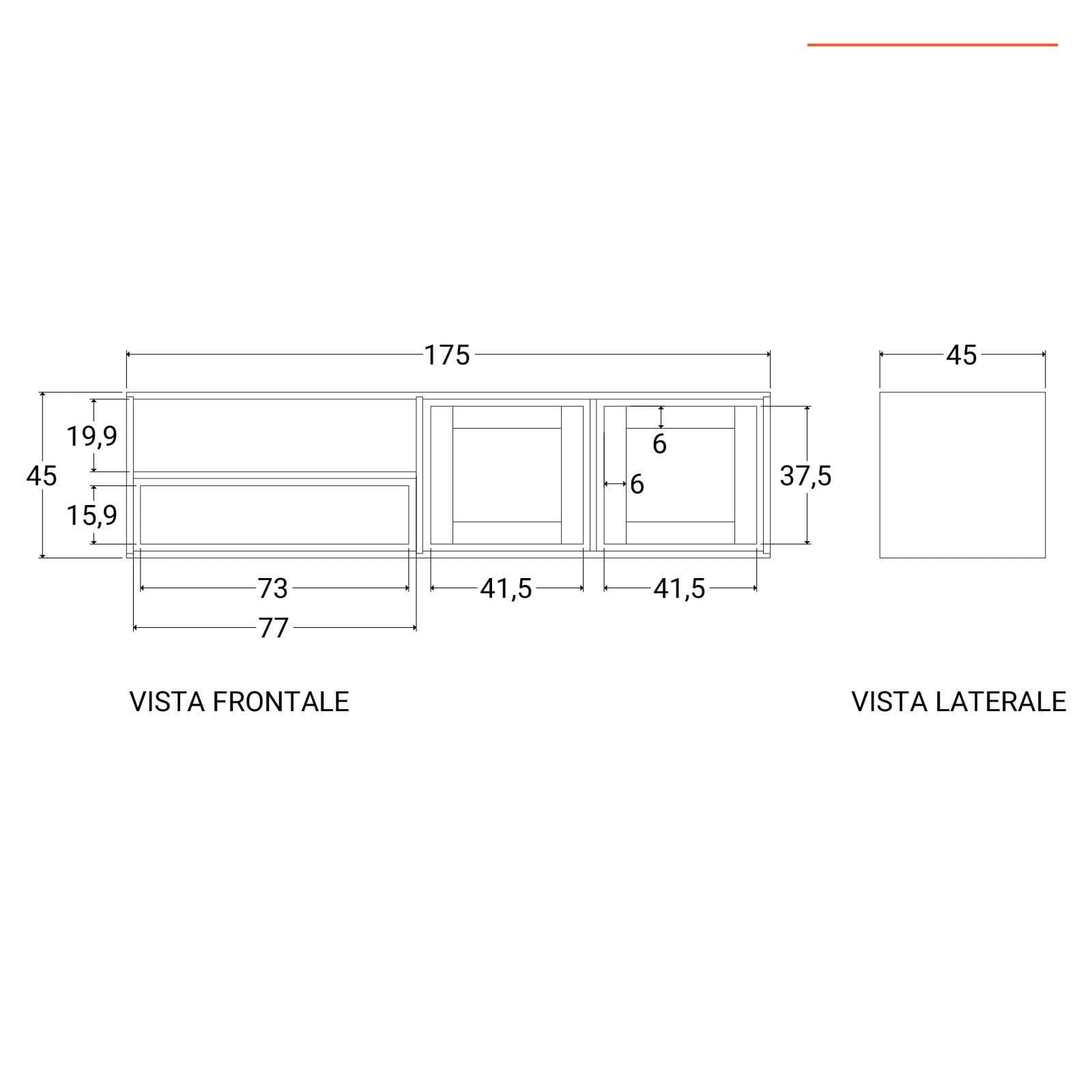 Porta tv 175x62h cm in legno di acacia con ante e cassetto - Freia Acacia