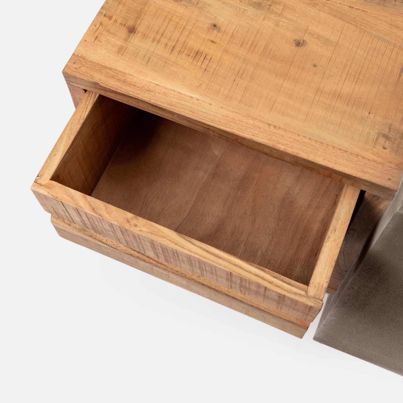 Mobile porta tv 175x60h cm in legno di acacia ed effetto pietra con 2 ante e 2 cassetti e led integrato - Mhalt