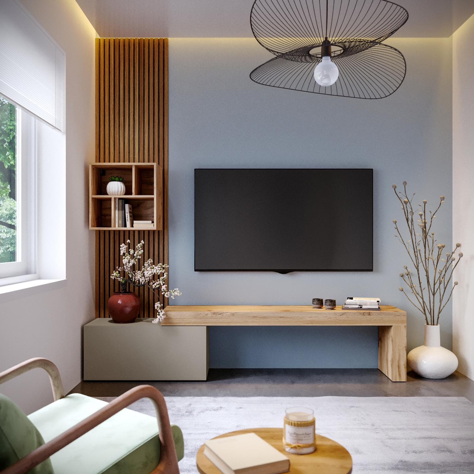 Mobile porta tv 180-260x40h cm rovere wotan e tortora con 1 anta - Kayros