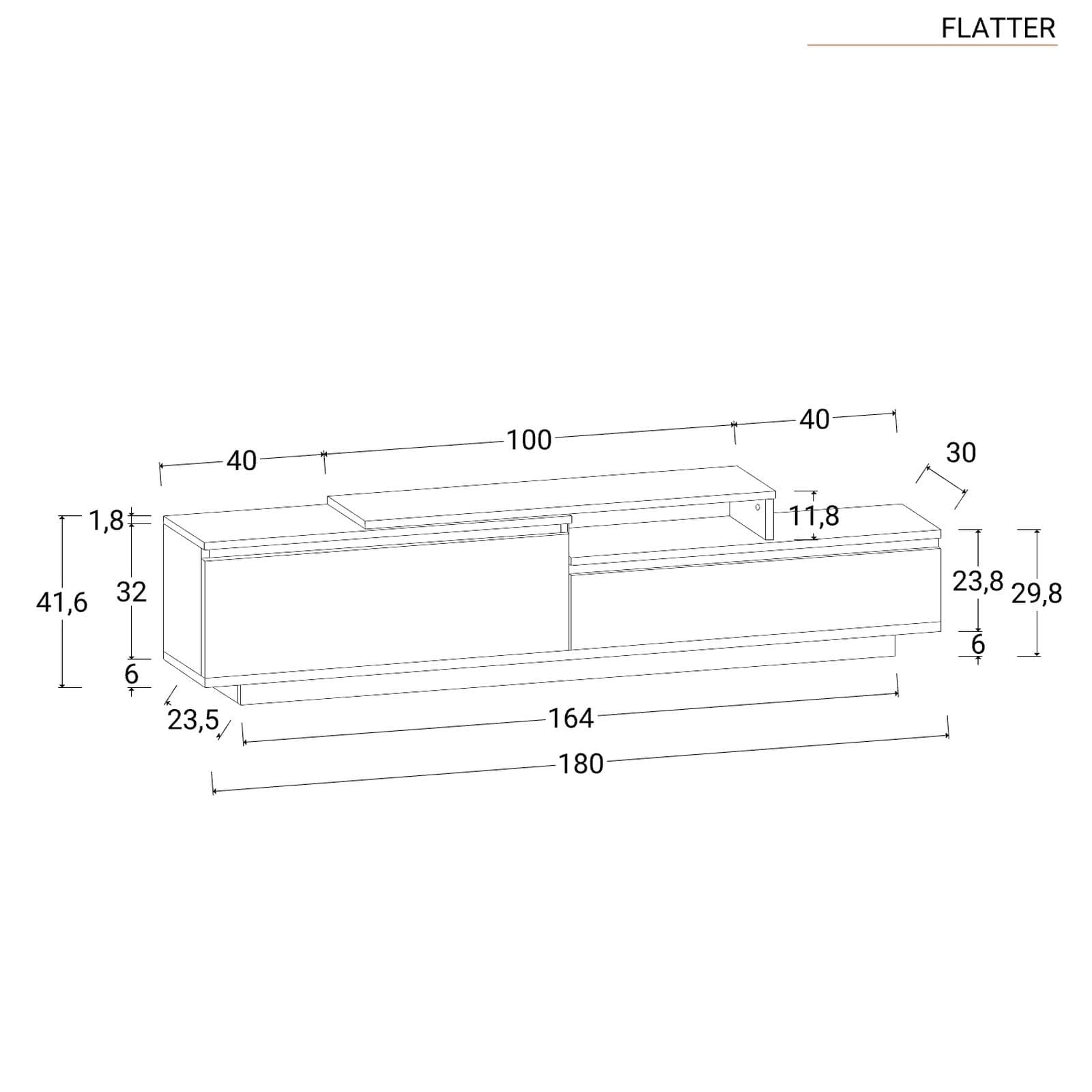 Mobile porta tv 180x42h cm effetto rovere e antracite con 2 ante - Flatter
