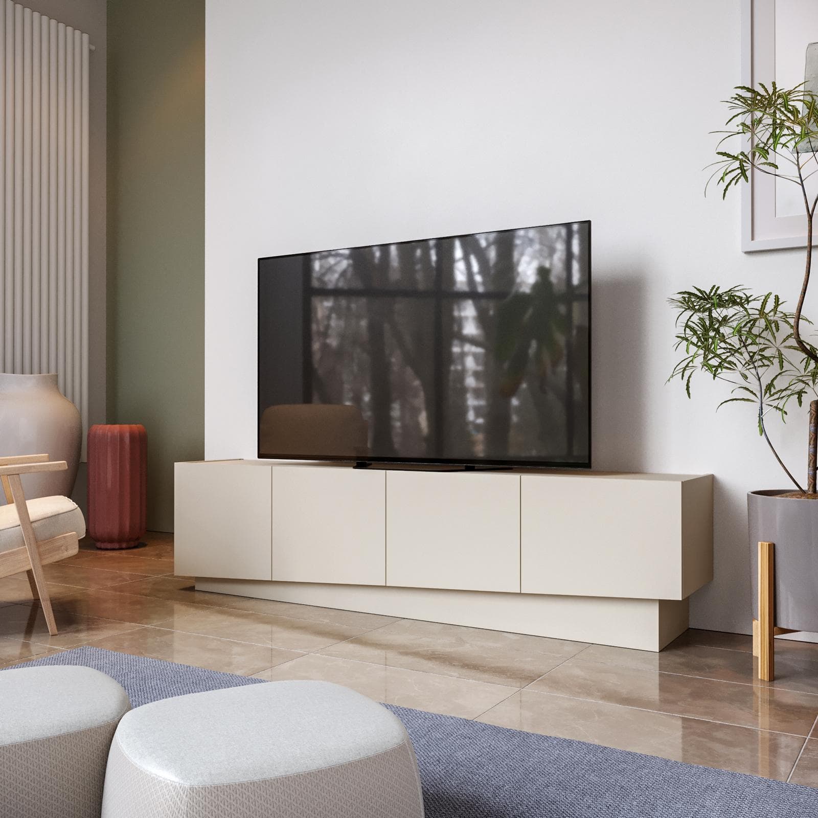 Mobile porta tv 180x45h cm con 4 ante cashmere opaco - Veronique