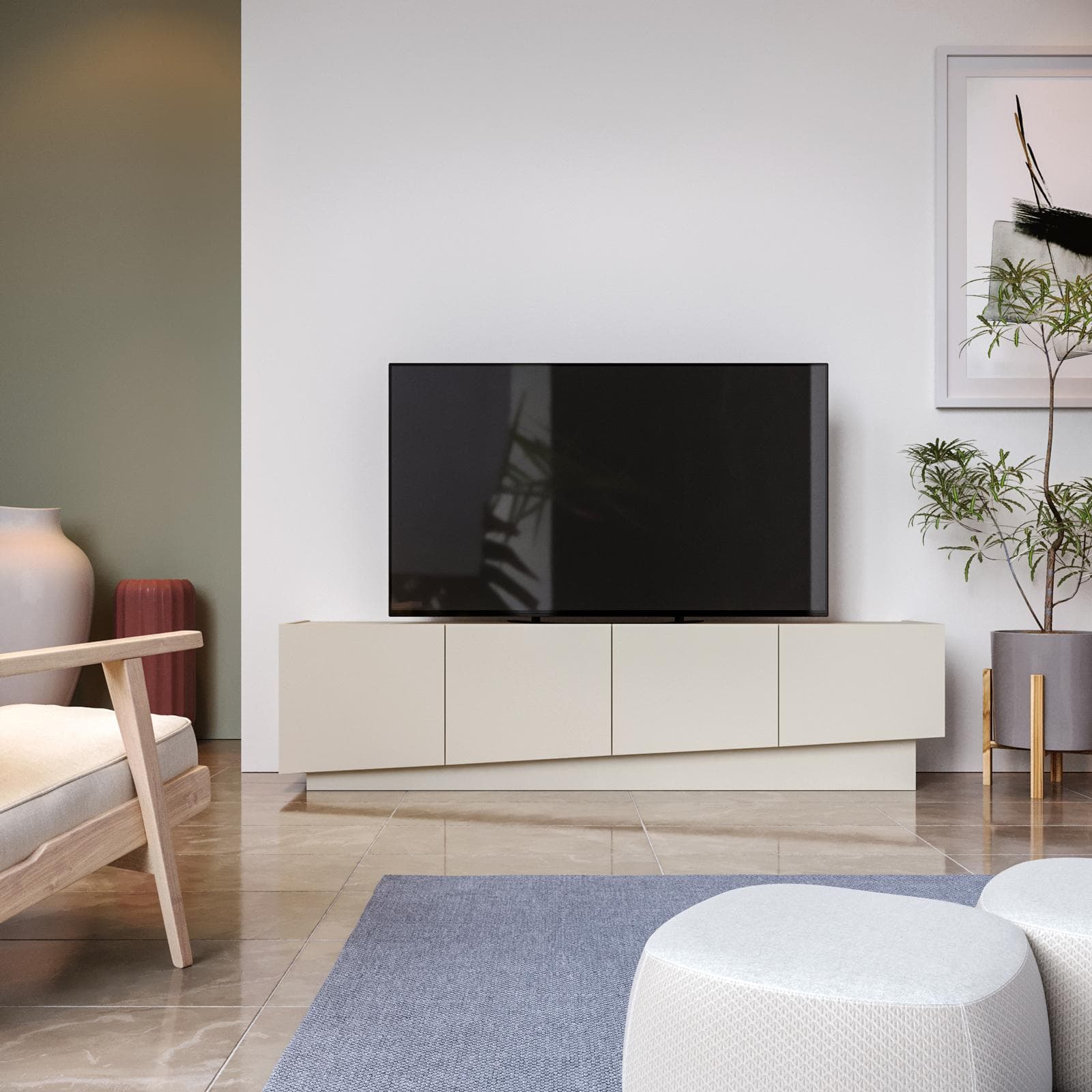 Mobile porta tv 180x45h cm con 4 ante cashmere opaco - Veronique