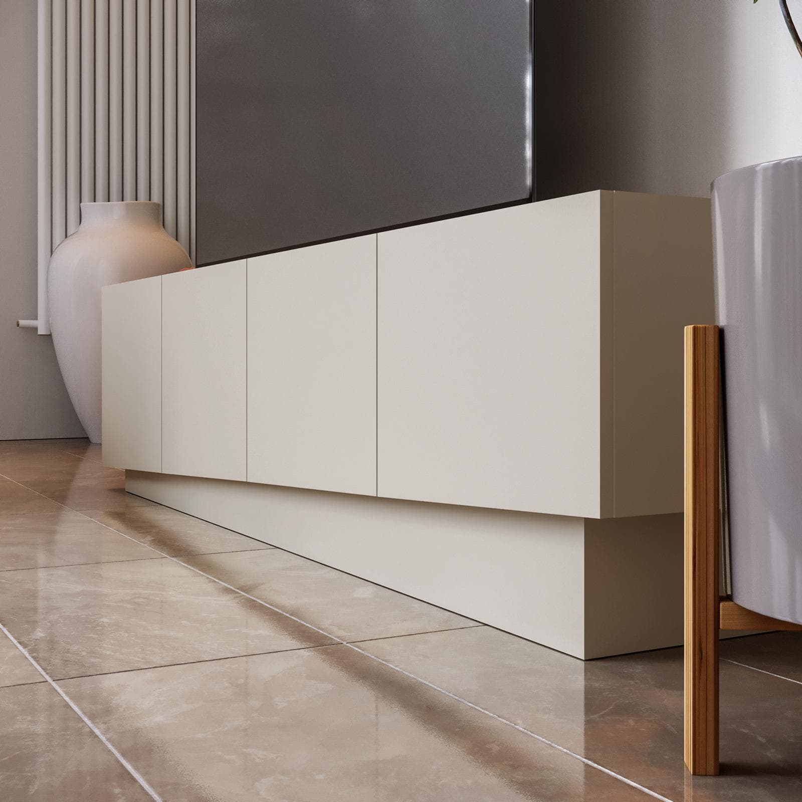 Mobile porta tv 180x45h cm con 4 ante cashmere opaco - Veronique