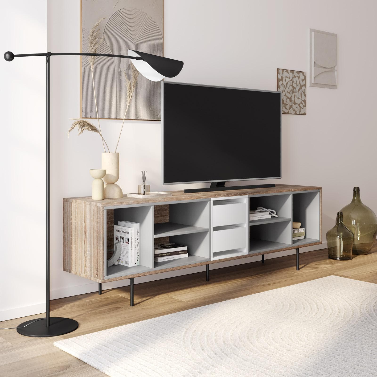 Mobile porta tv 180x56h cm in legno rovere sonoma - Prospecta