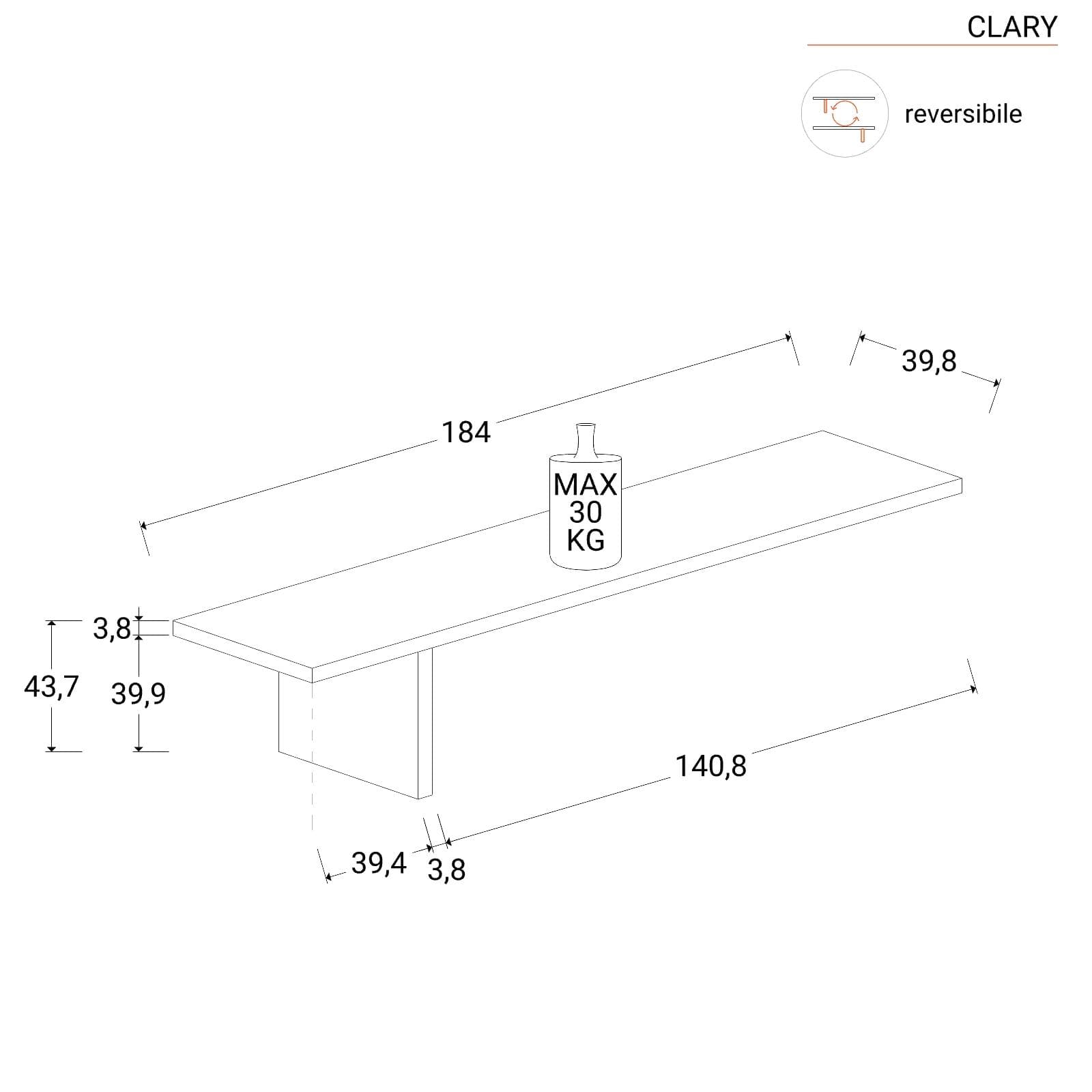 Mobile porta tv 184-230x44h cm mercure e ardesia con 1 anta - Clary