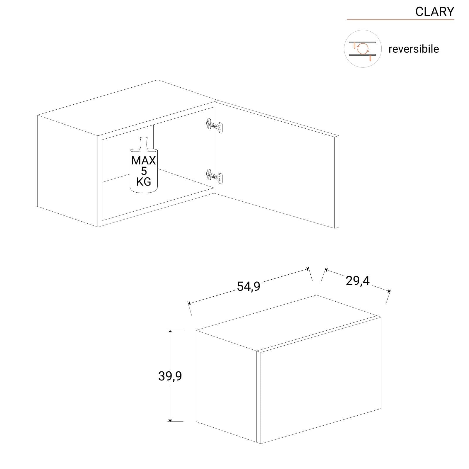 Mobile porta tv 184-230x44h cm mercure e ardesia con 1 anta - Clary