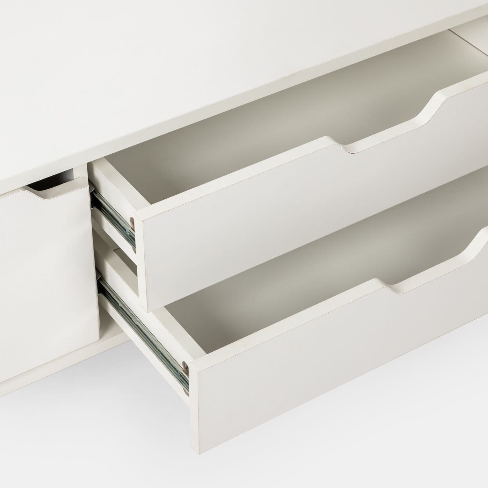 Mobile porta tv 186x42h cm in legno bianco lucido con 3 ante e 2 cassetti - Zylar