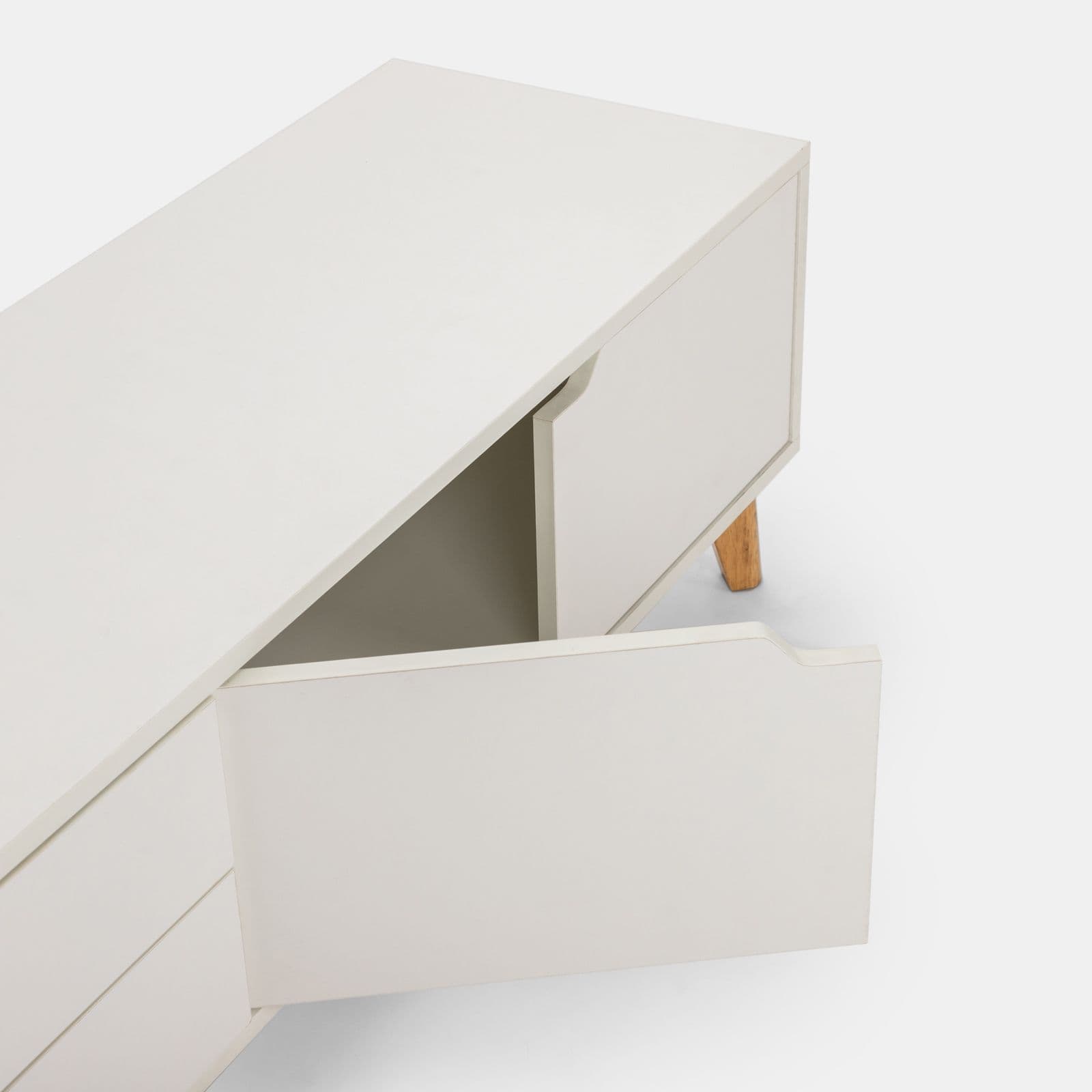 Mobile porta tv 186x42h cm in legno bianco lucido con 3 ante e 2 cassetti - Zylar