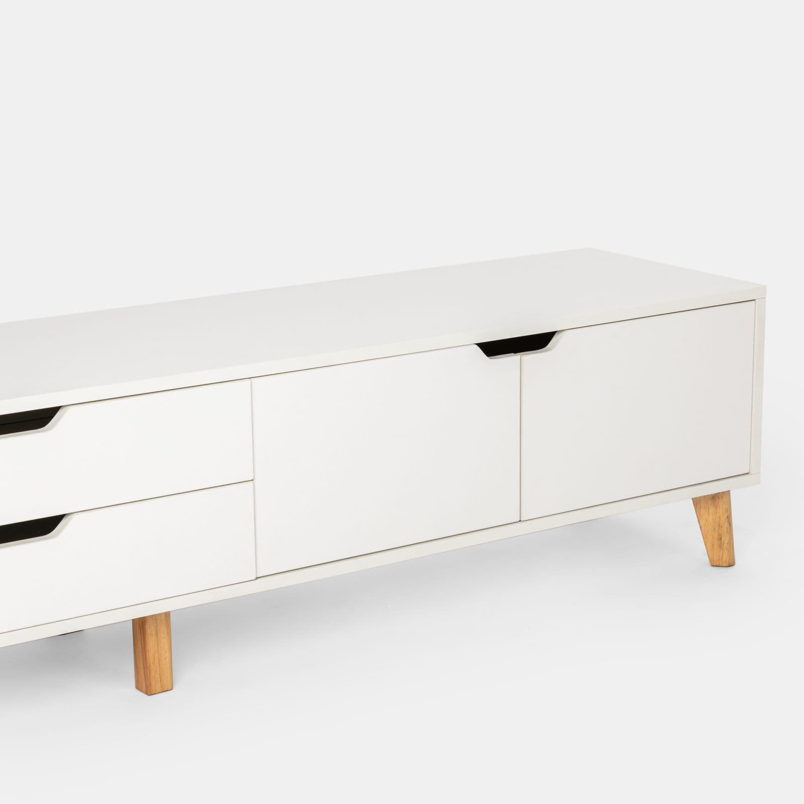 Mobile porta tv 186x42h cm in legno bianco lucido con 3 ante e 2 cassetti - Zylar