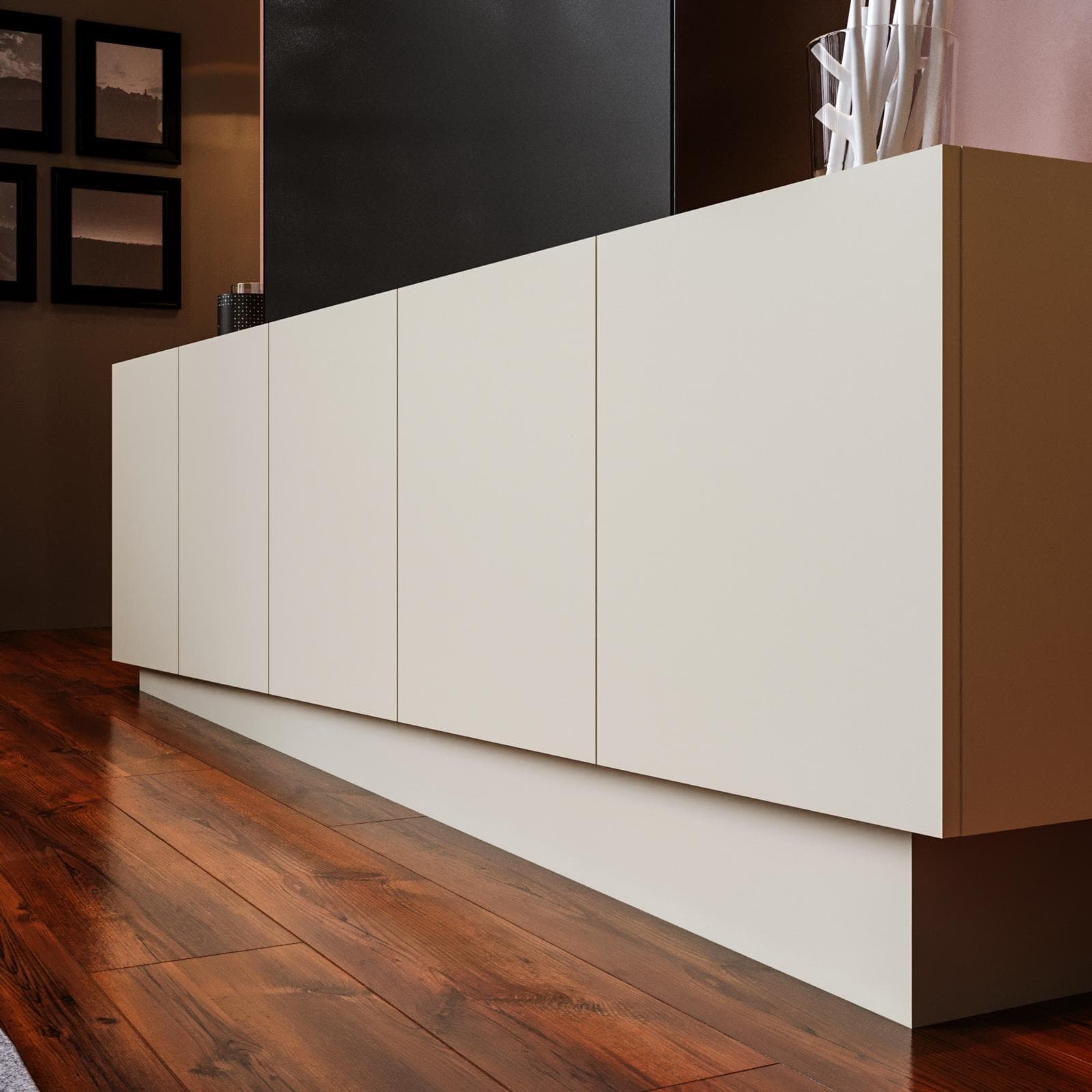 Mobile porta tv 225x60h cm con 5 ante cashmere opaco - Veronique