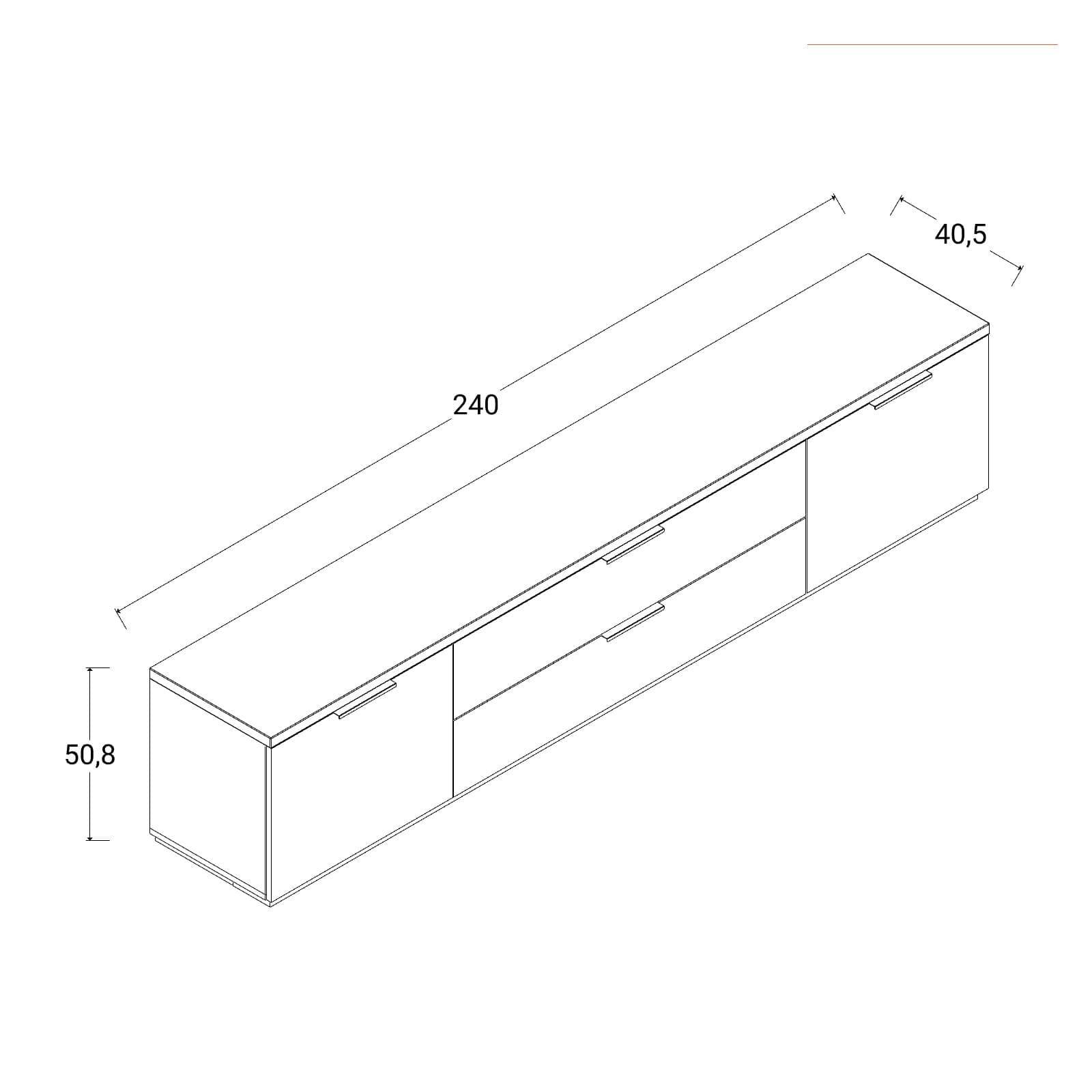 Mobile porta tv 240x41 cm in legno bianco lucido e rovere artisan - Boras living