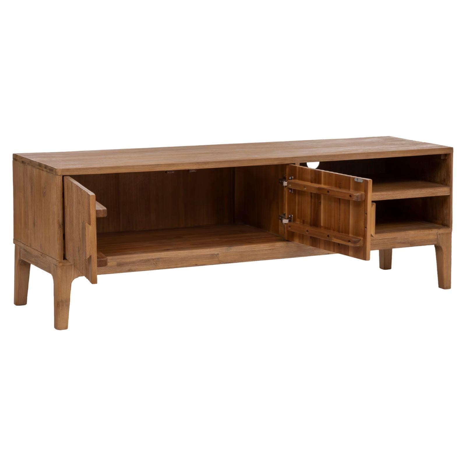 Mobile porta tv160x55h cm in legno di acacia cannettato naturale con 4 ante - Camilla