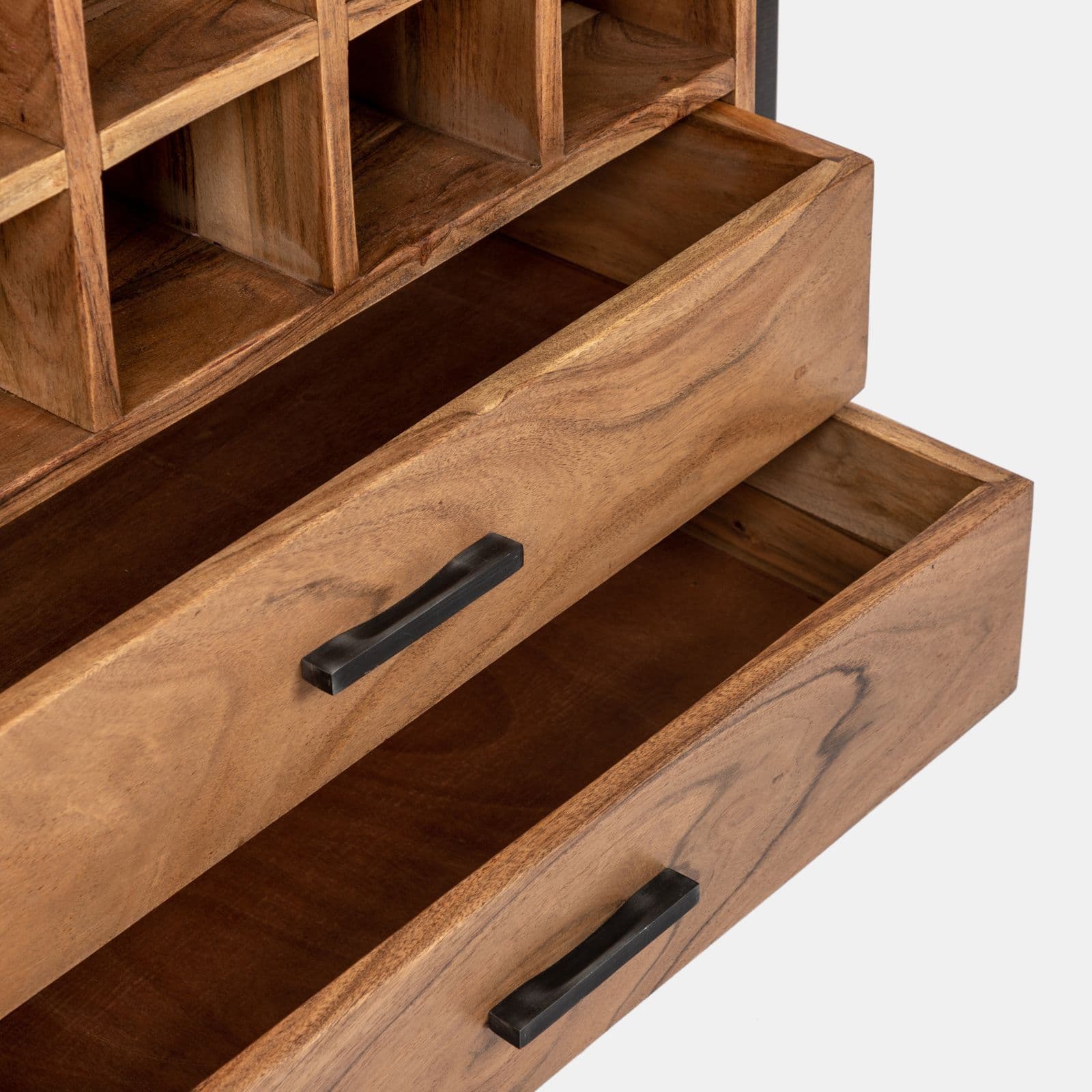 Mobile porta bottiglie 75x35 cm in legno di acacia e metallo - Freia Acacia