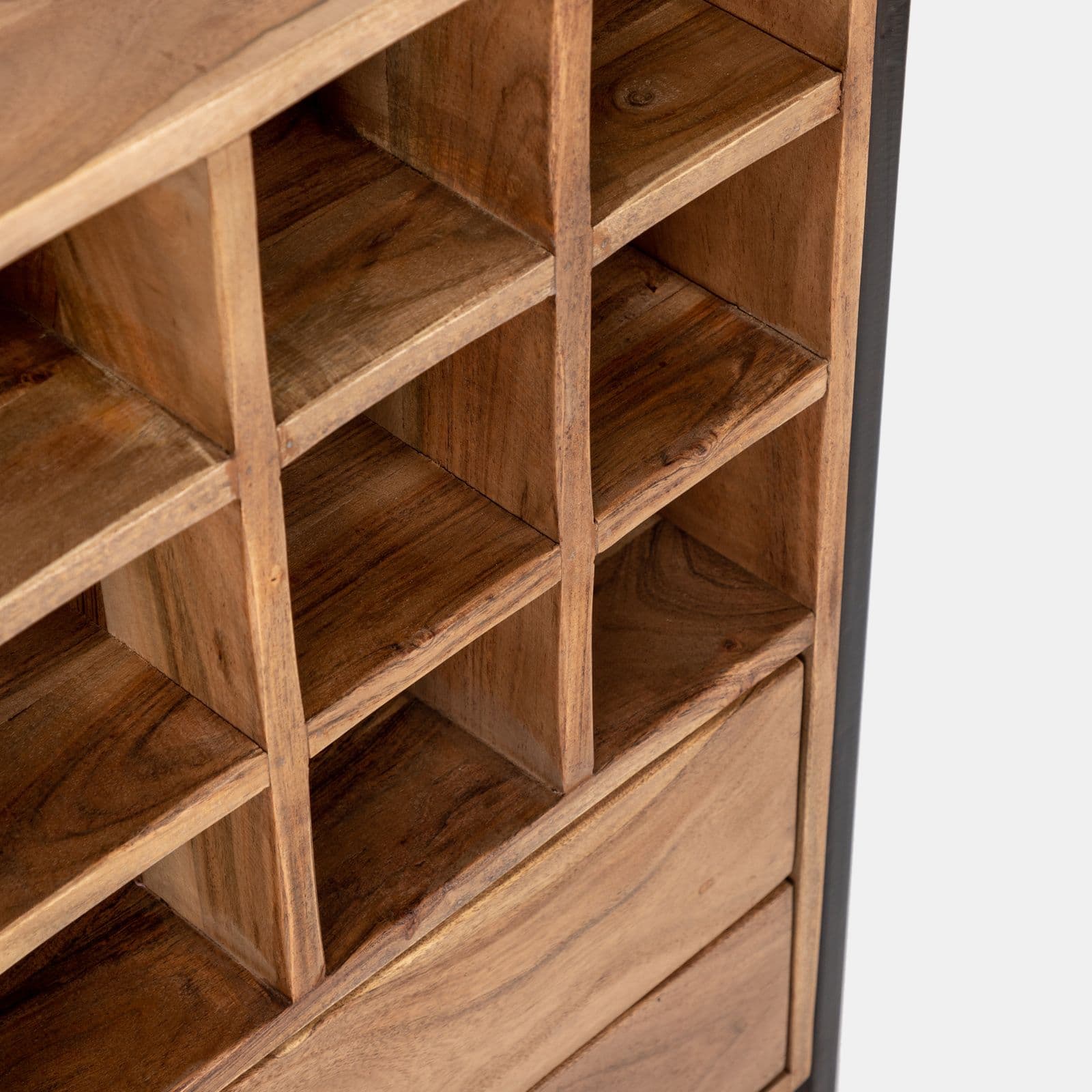 Mobile porta bottiglie 75x35 cm in legno di acacia e metallo - Freia Acacia