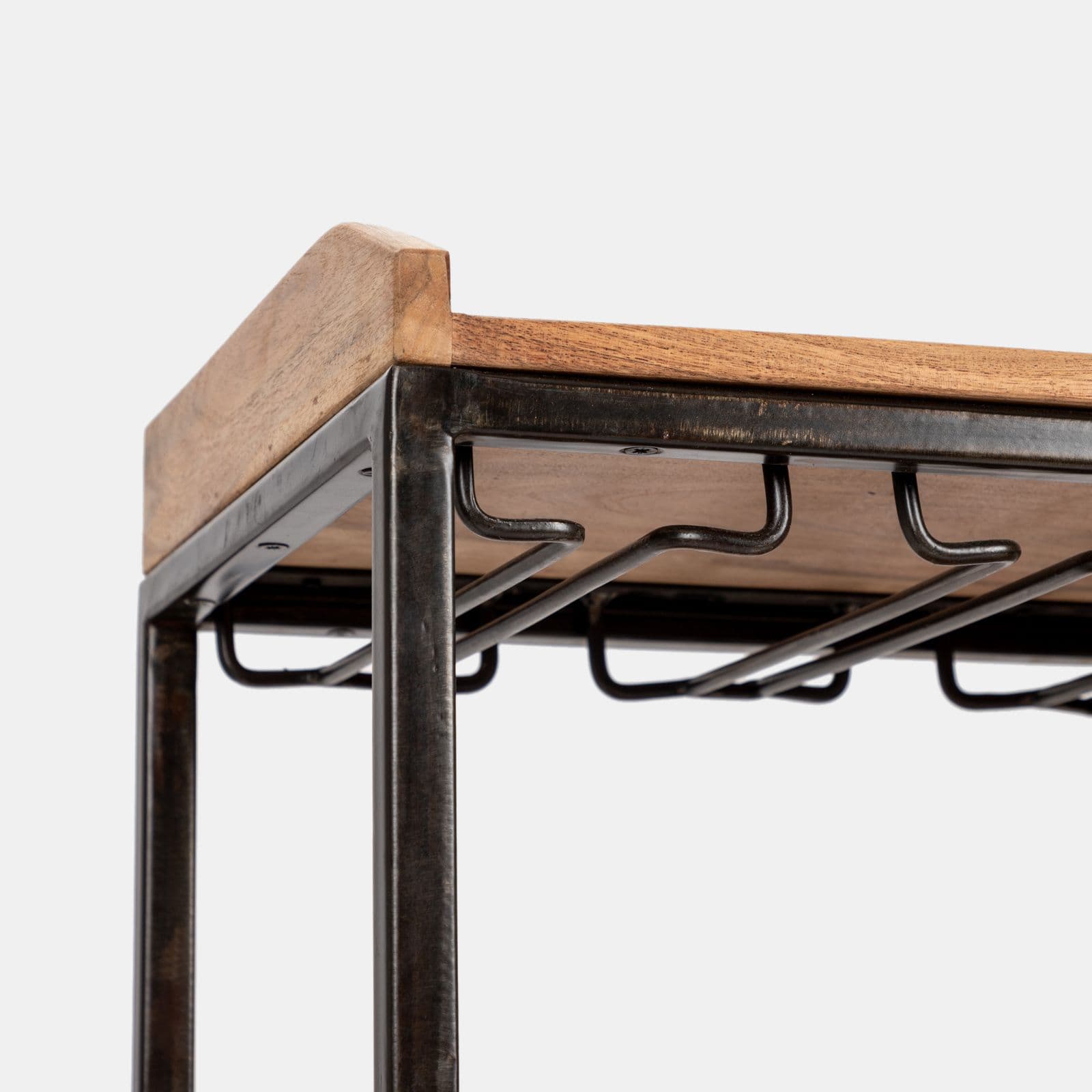 Mobile porta bottiglie 75x35 cm in legno di acacia e metallo - Freia Acacia