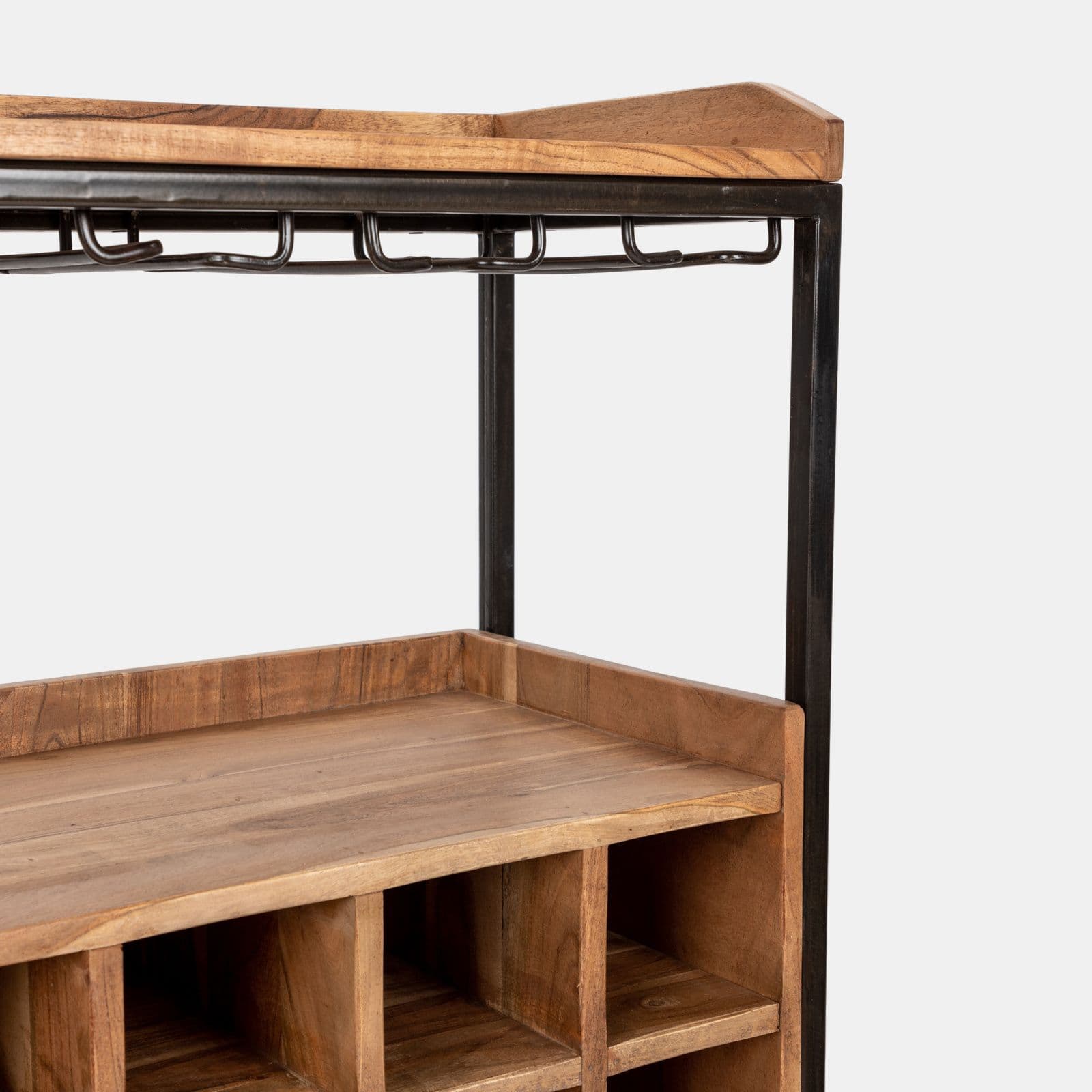 Mobile porta bottiglie 75x35 cm in legno di acacia e metallo - Freia Acacia
