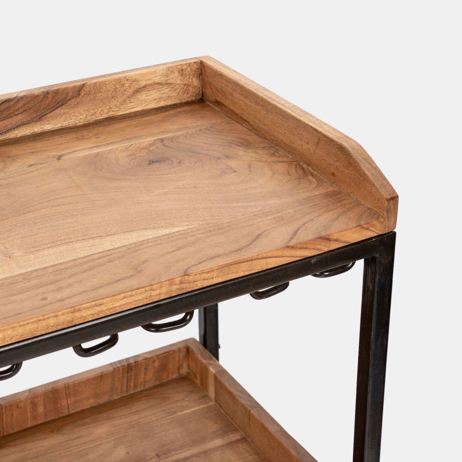 Mobile porta bottiglie 75x35 cm in legno di acacia e metallo - Freia Acacia
