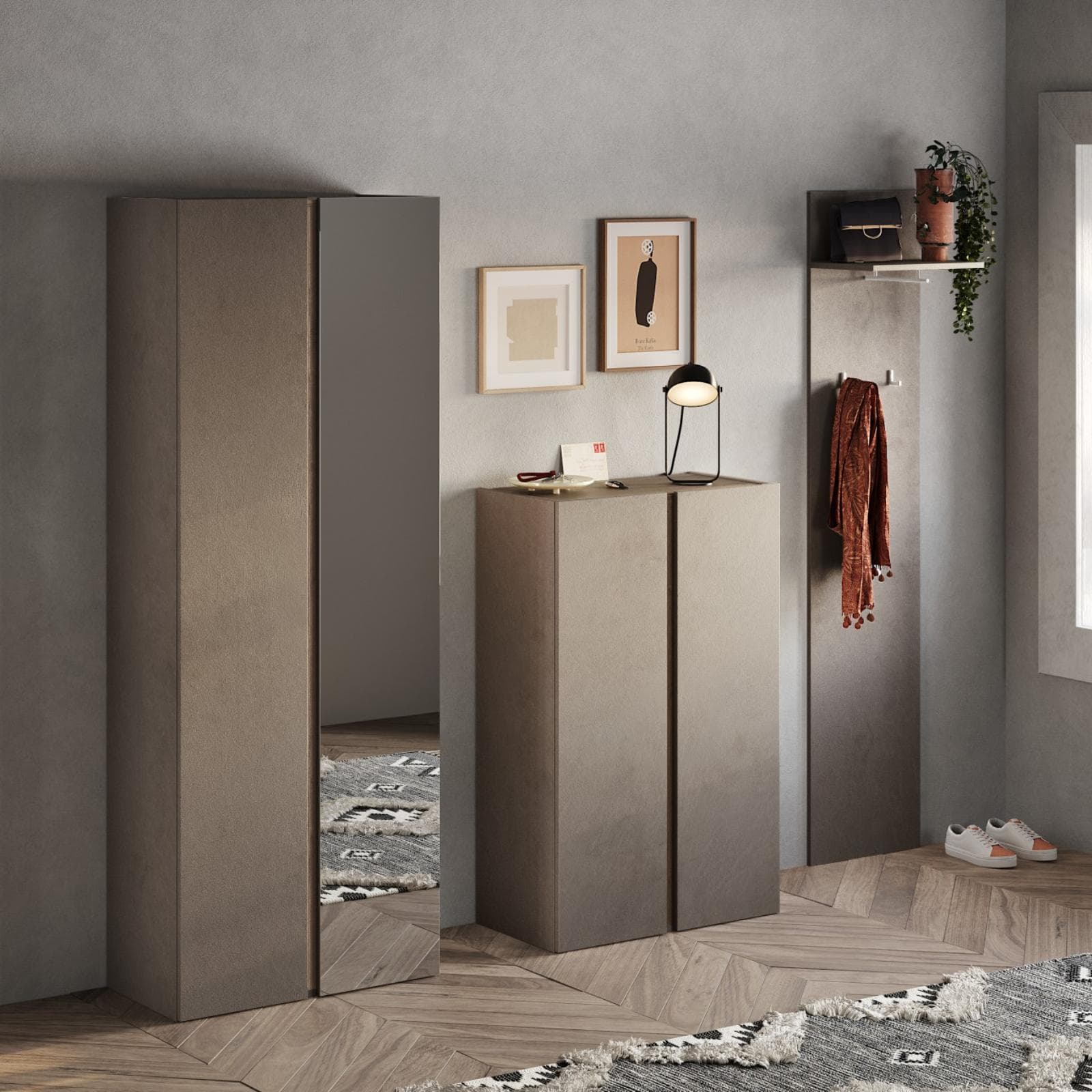 Mobile scarpiera 5 ripiani e ante battenti 70x111h cm legno mercure e bronzo - Blake