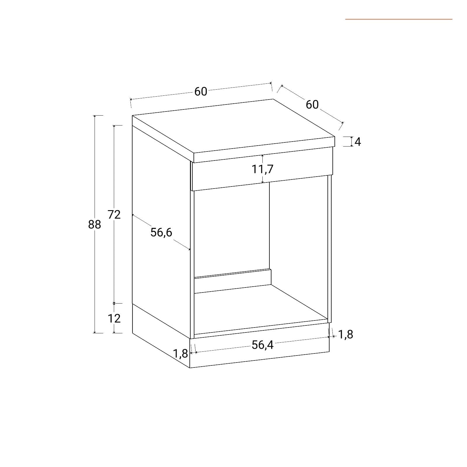 Modulo base forno 60x88h cm antracite con frontalino cashmere top 40 mm nero effetto marmo - Domy e Zyva