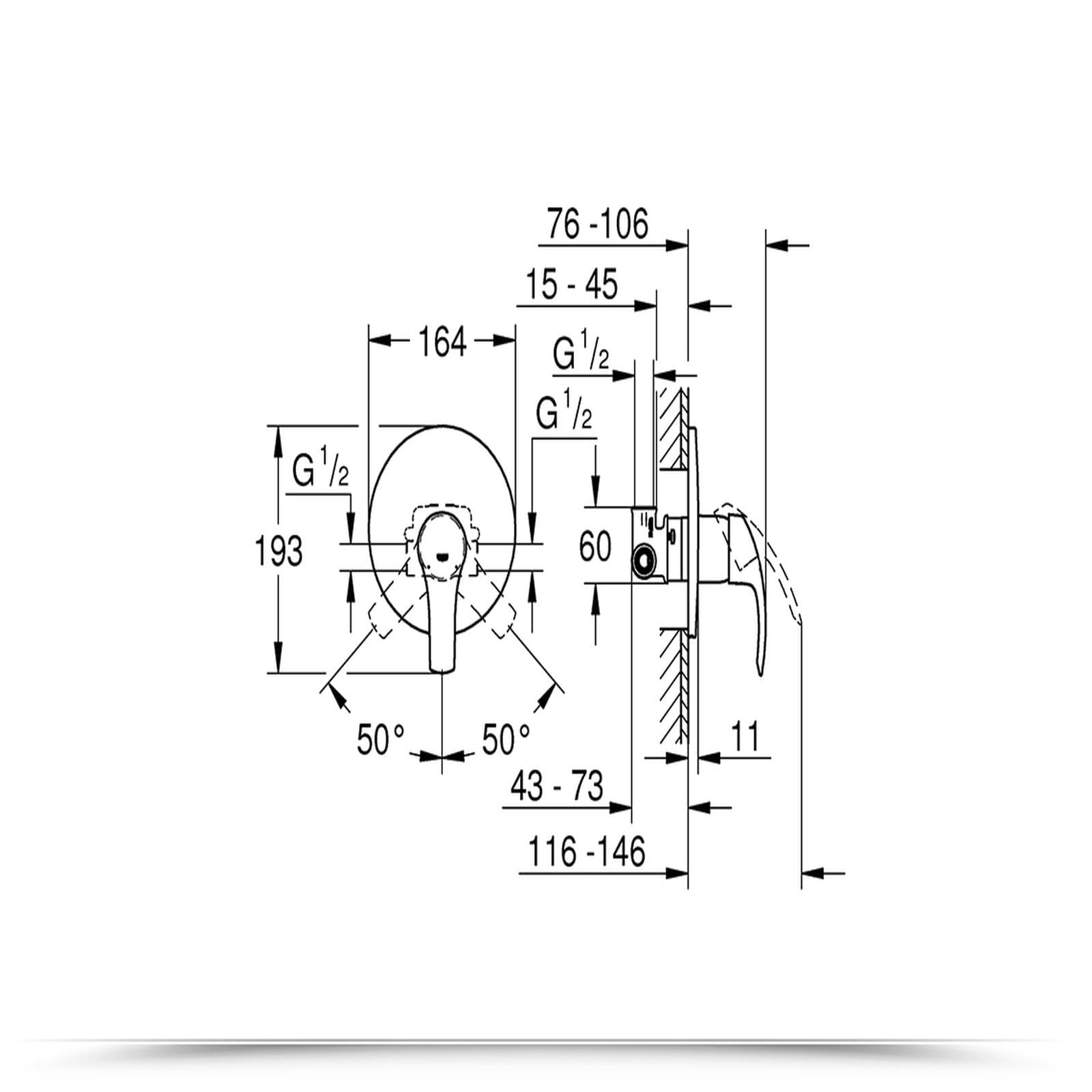 Monocomando rubinetto con corpo incasso GROHE Eurosmart New per vasca o doccia