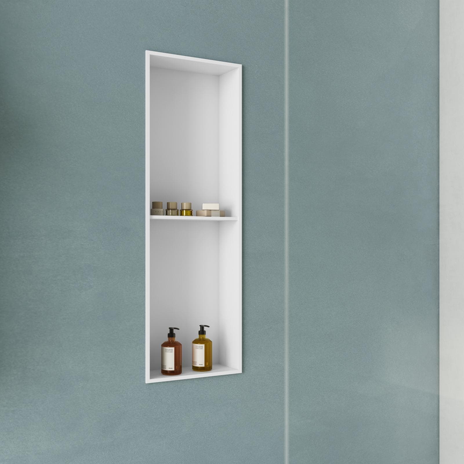 Nicchia da parete incassata 25x12x80h cm in acciaio inox bianco opaco